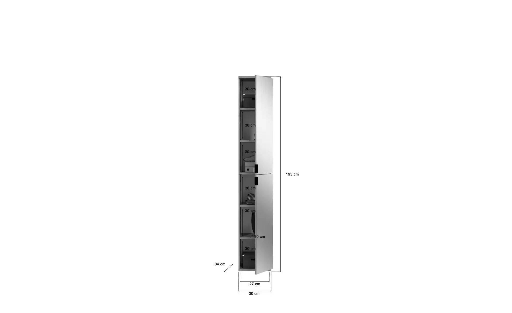 Mehrzweckschrank-Set ¦ holzfarben ¦ Maße (cm): B: 60 H: 193 Schränke > Diel günstig online kaufen