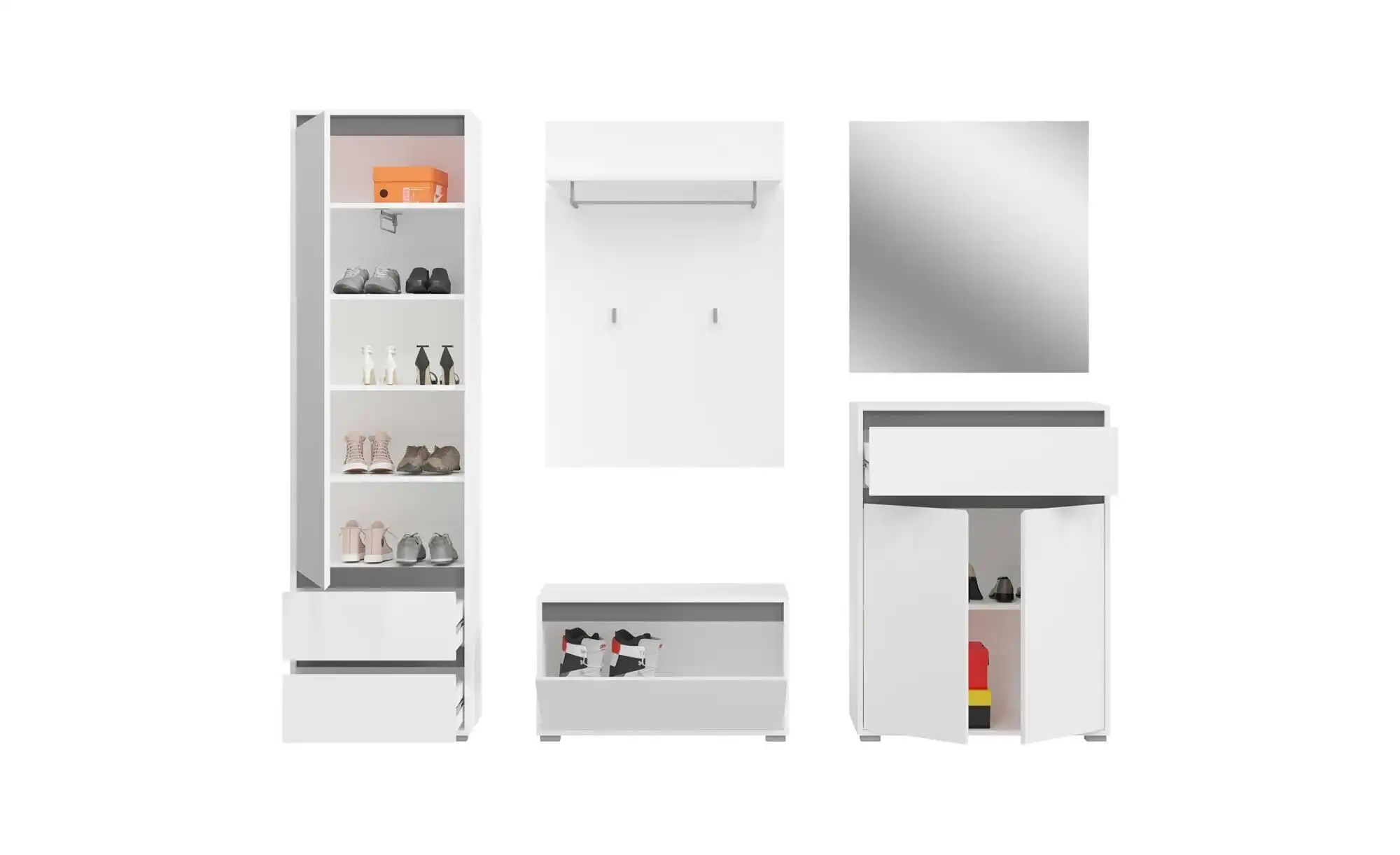Thumbnail - Garderoben-Set Torino ¦ weiß ¦ Maße (cm): B: 236 H: 190 T: 35.0 Garderoben & Kleiderstangen > Garderobensysteme - Höffn...