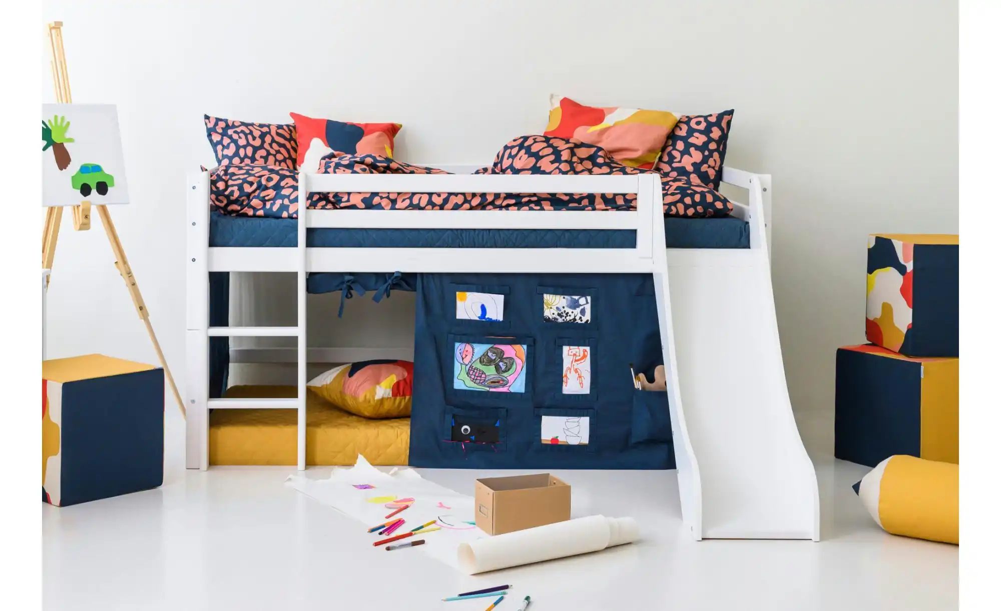 Hoppekids Vorhang für Spielbett 90x200  Creator ¦ blau ¦ Maße (cm): B: 380 günstig online kaufen