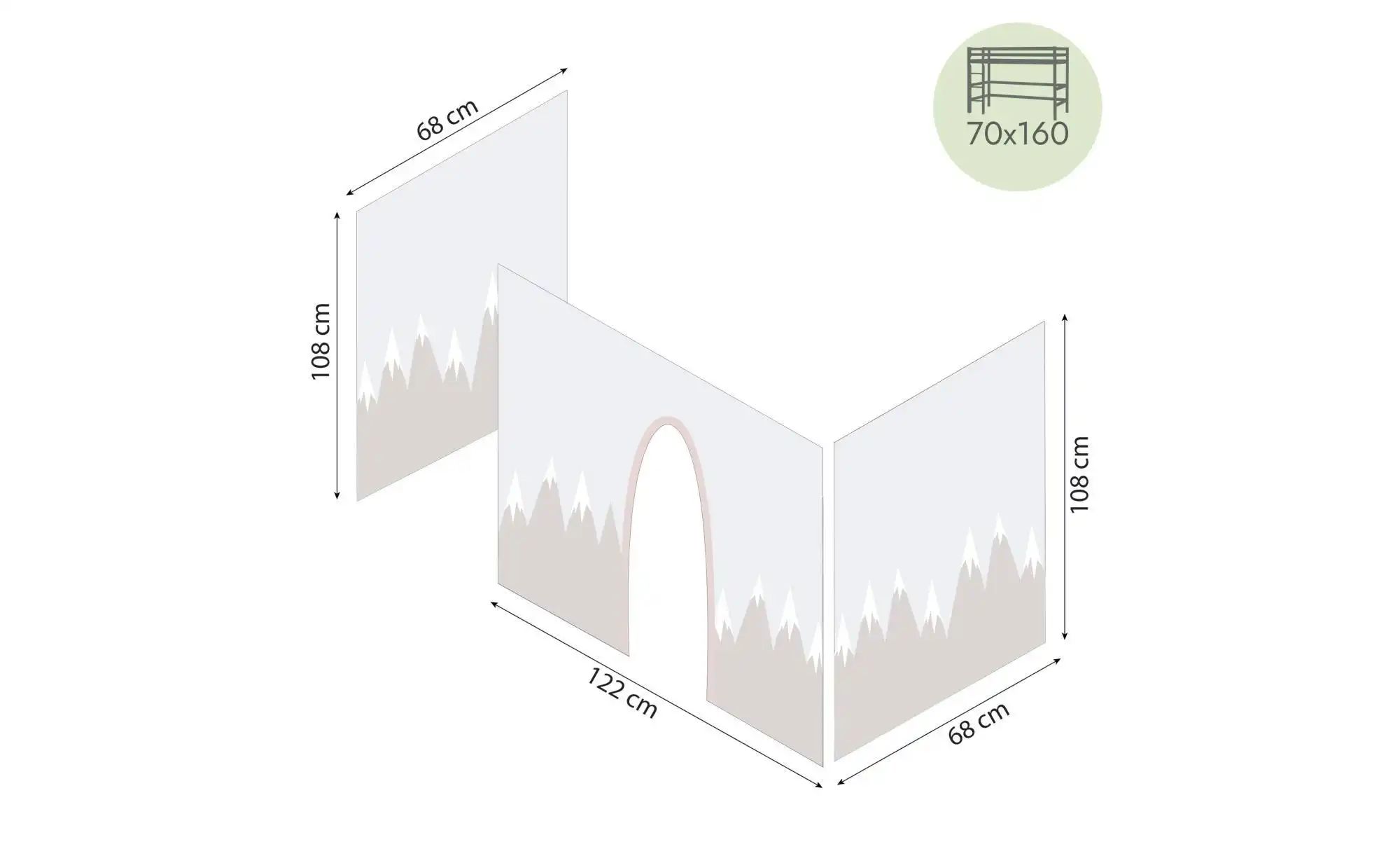 Hoppekids Vorhang Mittelhochbett 70x160  Winter Wonderland ¦ creme ¦ Maße ( günstig online kaufen