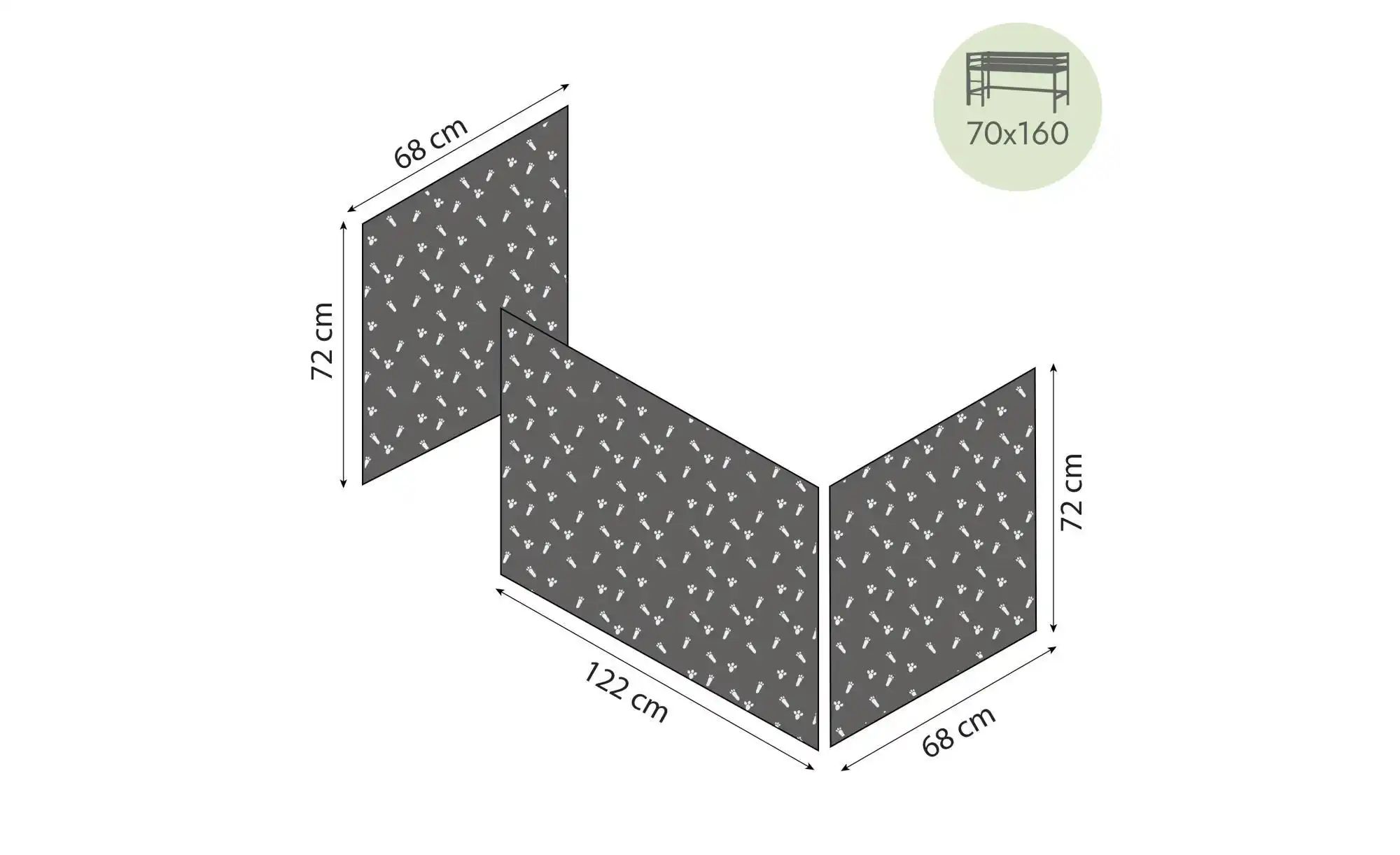 Hoppekids Vorhang für Spielbett 70x160  Pets ¦ grau ¦ Maße (cm): B: 300 H: günstig online kaufen