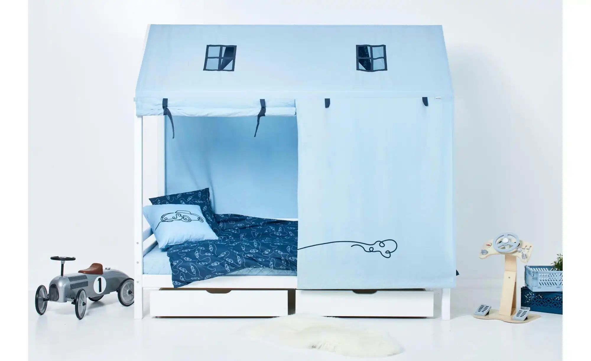 Hoppekids Hausbett-Vorhang 70x160 cm  Cars ¦ blau ¦ Maße (cm): B: 70 H: 0,3 günstig online kaufen