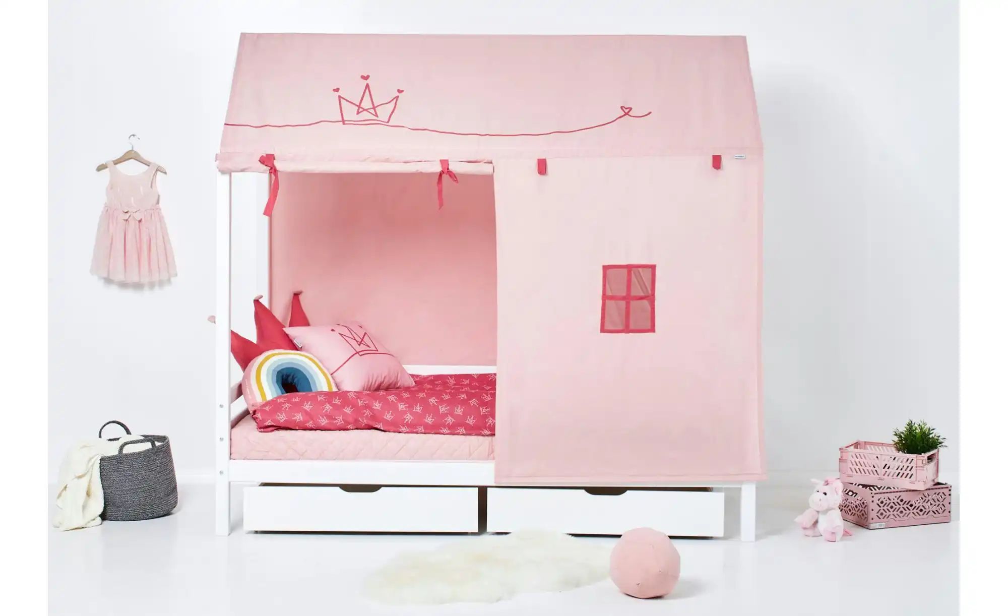 Hoppekids Hausbett-Vorhang 90x200 cm  Princess ¦ rosa/pink ¦ Maße (cm): B: günstig online kaufen