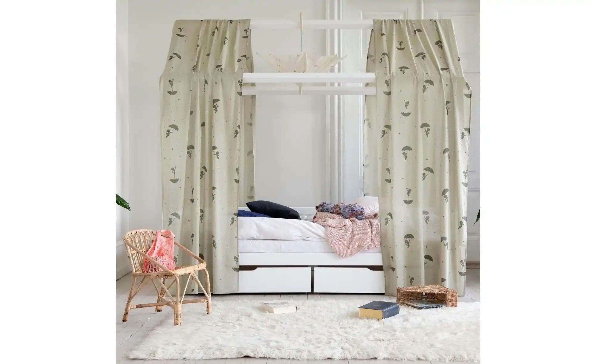 Hoppekids Hausbett-Vorhang 90x200 cm  Ole Lukoie ¦ grün ¦ Maße (cm): B: 98 günstig online kaufen