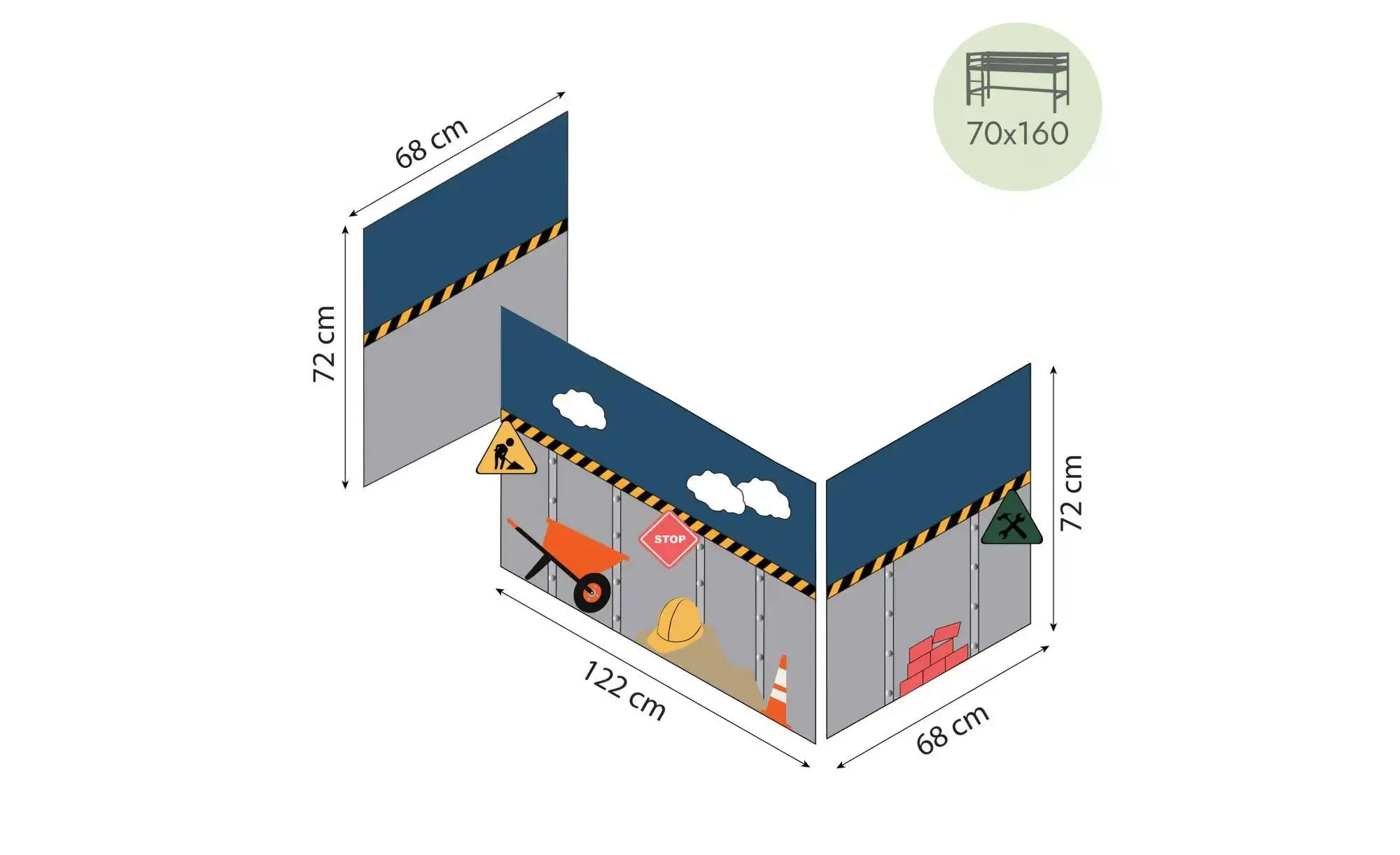 Hoppekids Vorhang für Spielbett 70x160  Construction ¦ mehrfarbig ¦ Maße (c günstig online kaufen