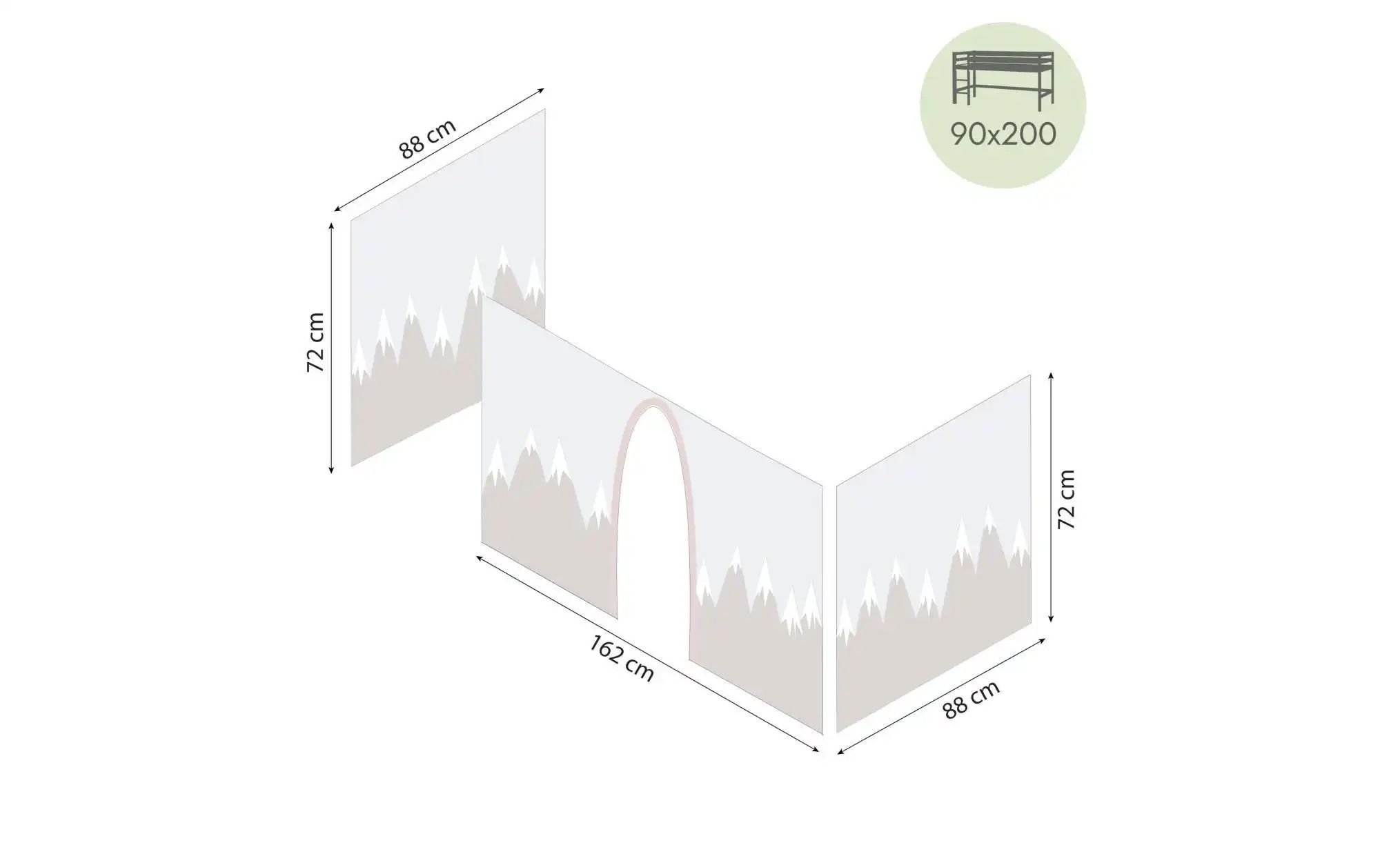 Hoppekids Vorhang für Spielbett 90x200  Winter Wonderland ¦ creme ¦ Maße (c günstig online kaufen