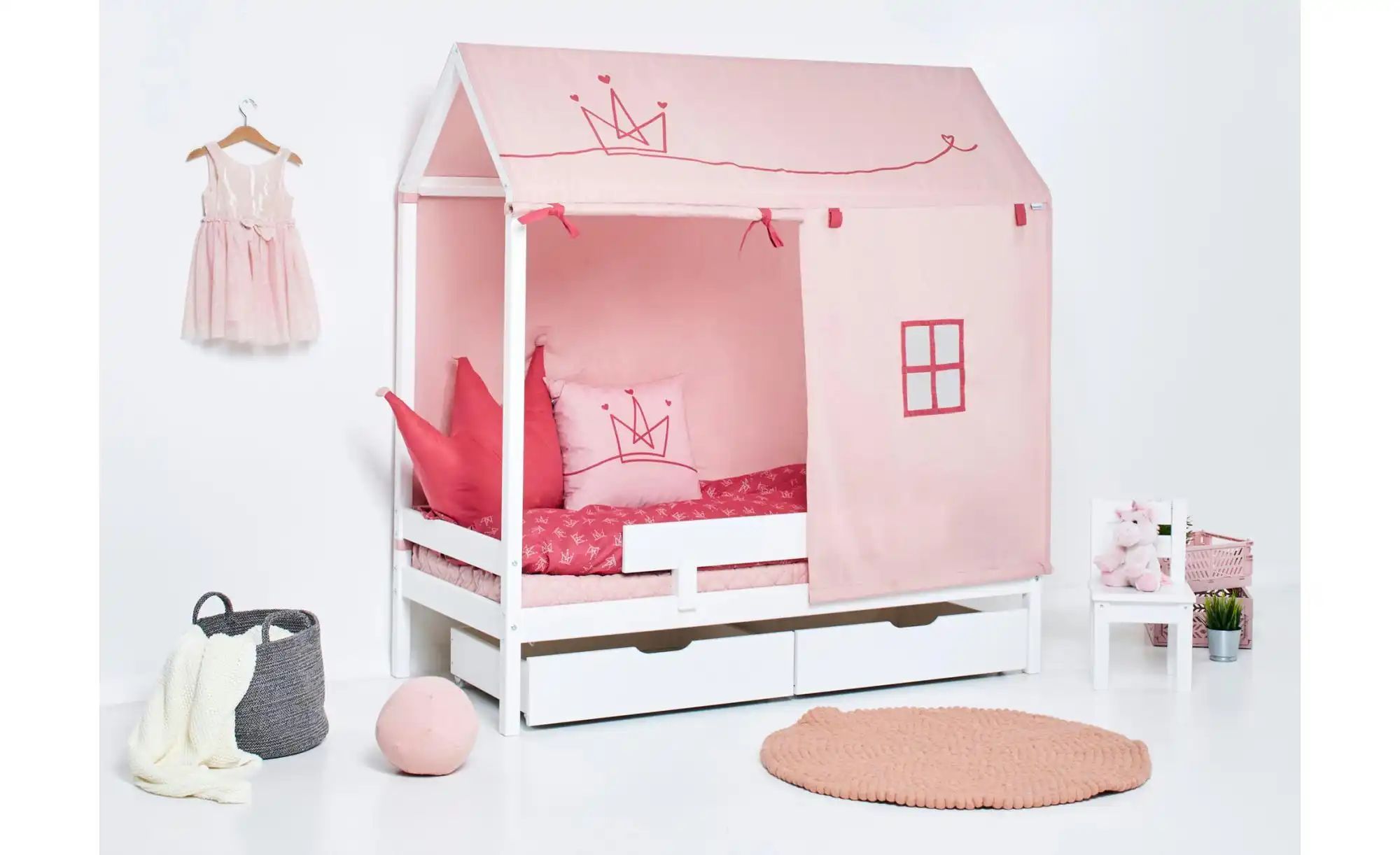 Hoppekids Hausbett-Vorhang 70x160 cm  Princess ¦ rosa/pink ¦ Maße (cm): B: günstig online kaufen