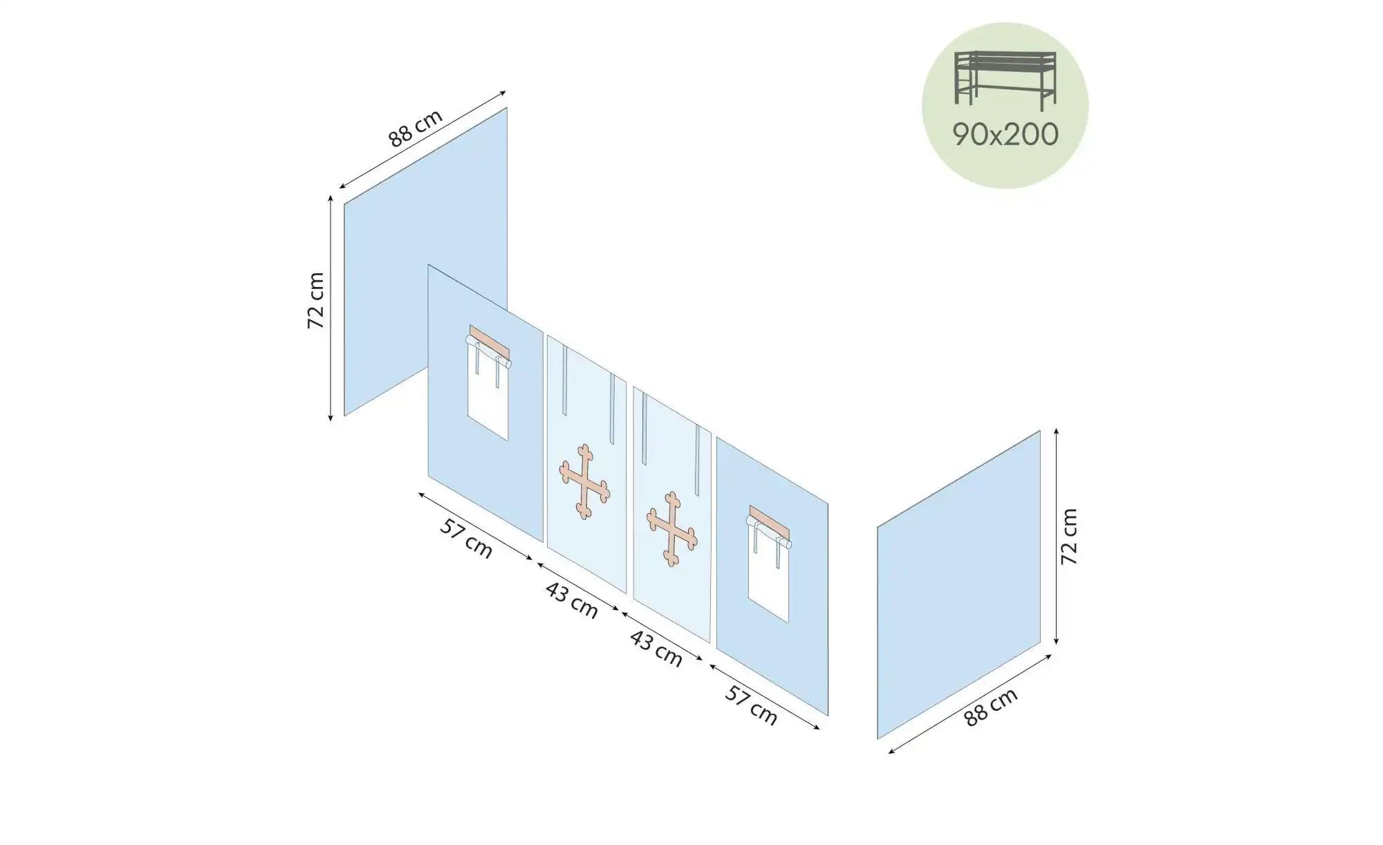 Hoppekids Vorhang für Spielbett 90x200  Fairytale Knight ¦ blau ¦ Maße (cm) günstig online kaufen