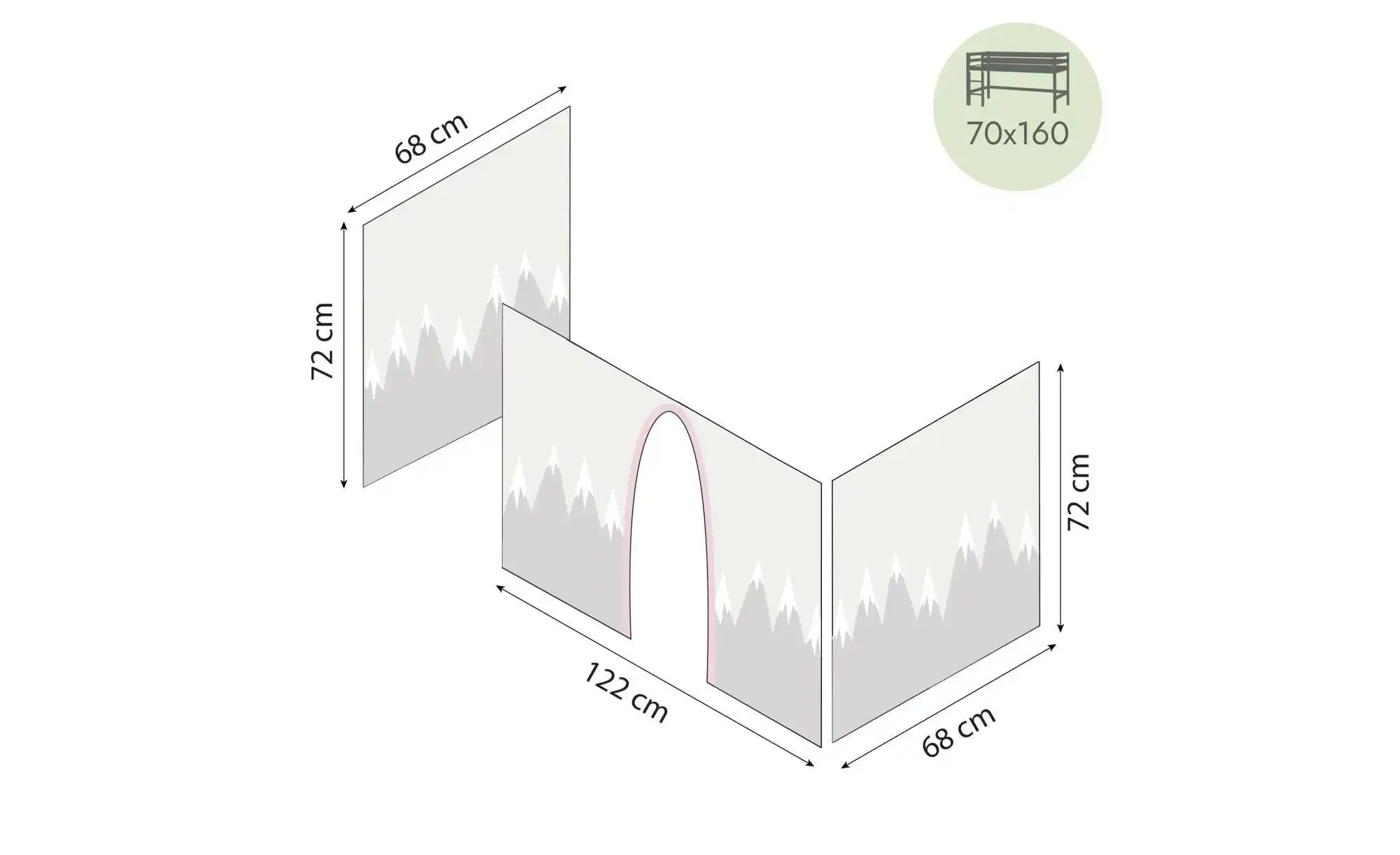 Hoppekids Vorhang für Spielbett 70x160  Winter Wonderland ¦ creme ¦ Maße (c günstig online kaufen