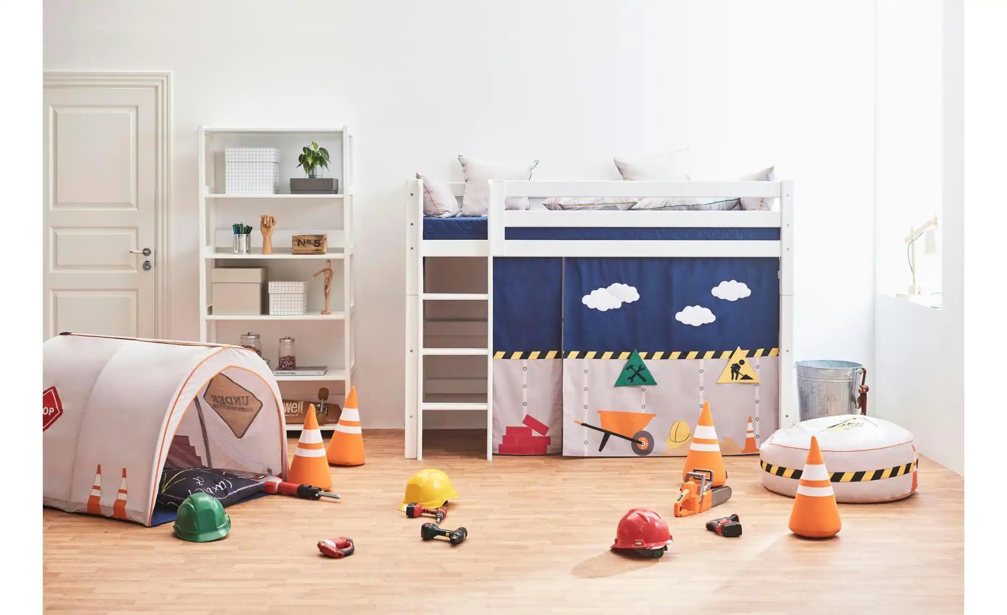 Hoppekids Vorhang Mittelhochbett 70x160  Construction ¦ mehrfarbig ¦ Maße ( günstig online kaufen