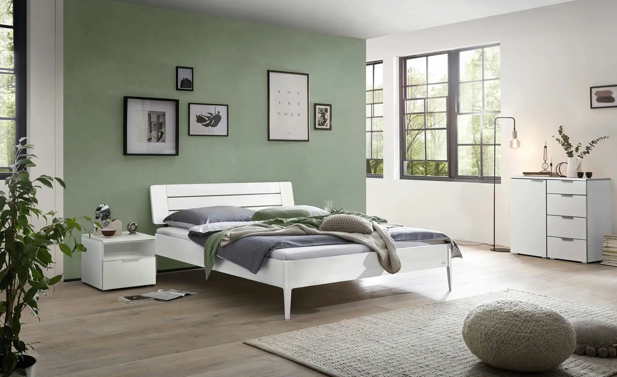 Thumbnail - HASENA Holzbett Buche Busseto ¦ weiß ¦ Maße (cm): B: 186 H: 85 Betten > Bettgestelle - Höffner