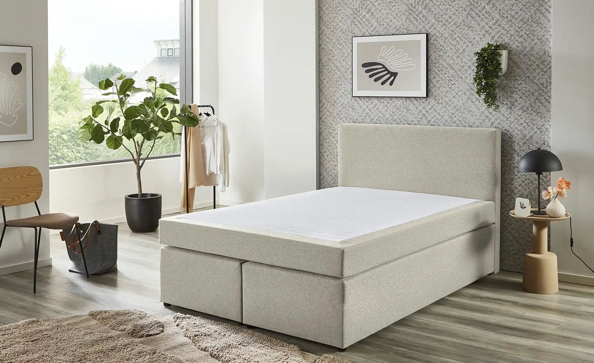 Thumbnail - Boxspringbett  Ashbourne ¦ creme ¦ Maße (cm): B: 160 H: 105 Betten > Boxspringbetten > Boxspringbetten 160x200 - Höffner