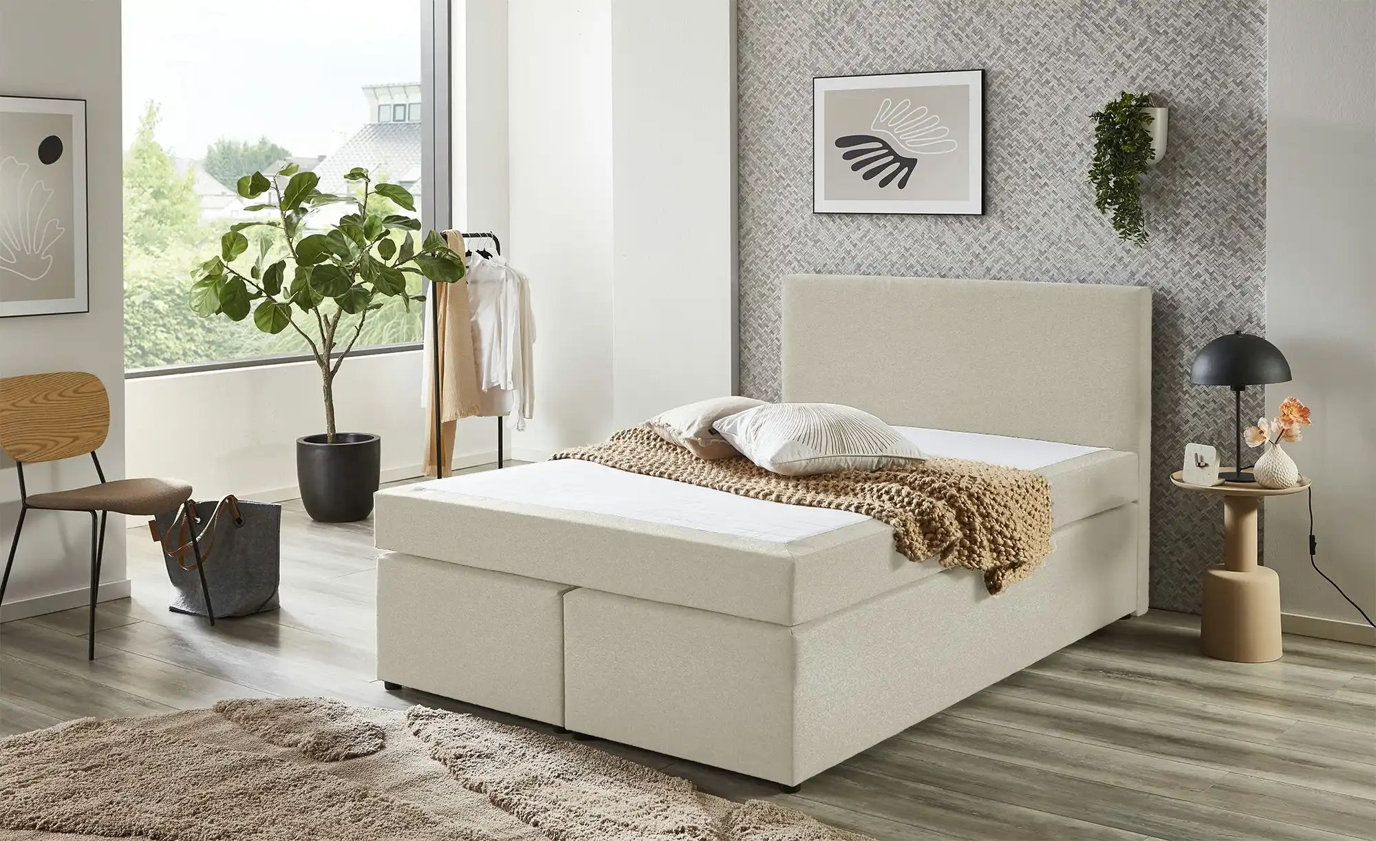 Thumbnail - Boxspringbett  Ashbourne ¦ creme ¦ Maße (cm): B: 160 H: 105 Betten > Boxspringbetten > Boxspringbetten 160x200 - Höffner