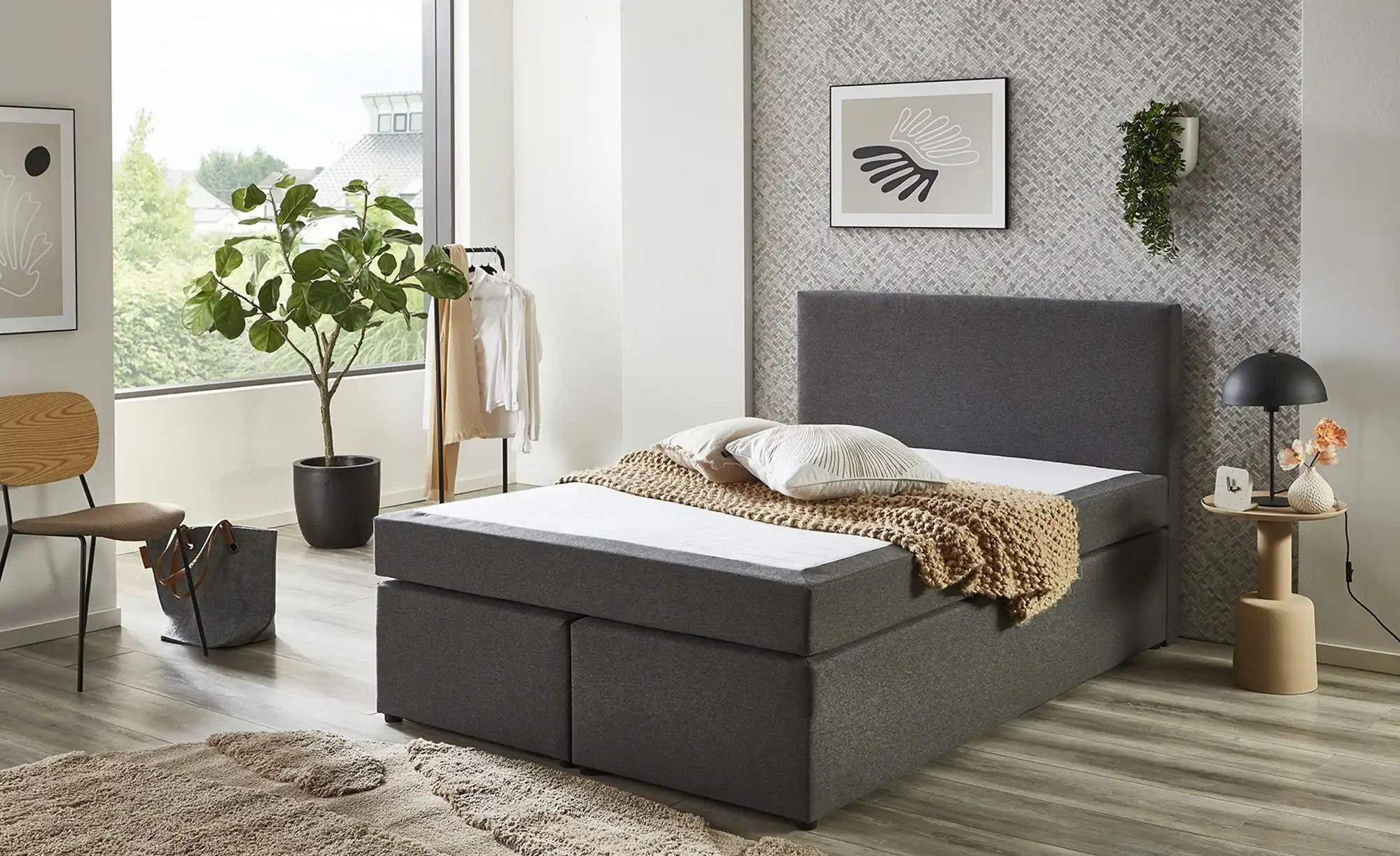 Boxspringbett  Ashbourne ¦ grau ¦ Maße (cm): B: 160 H: 105 Betten > Boxspri günstig online kaufen