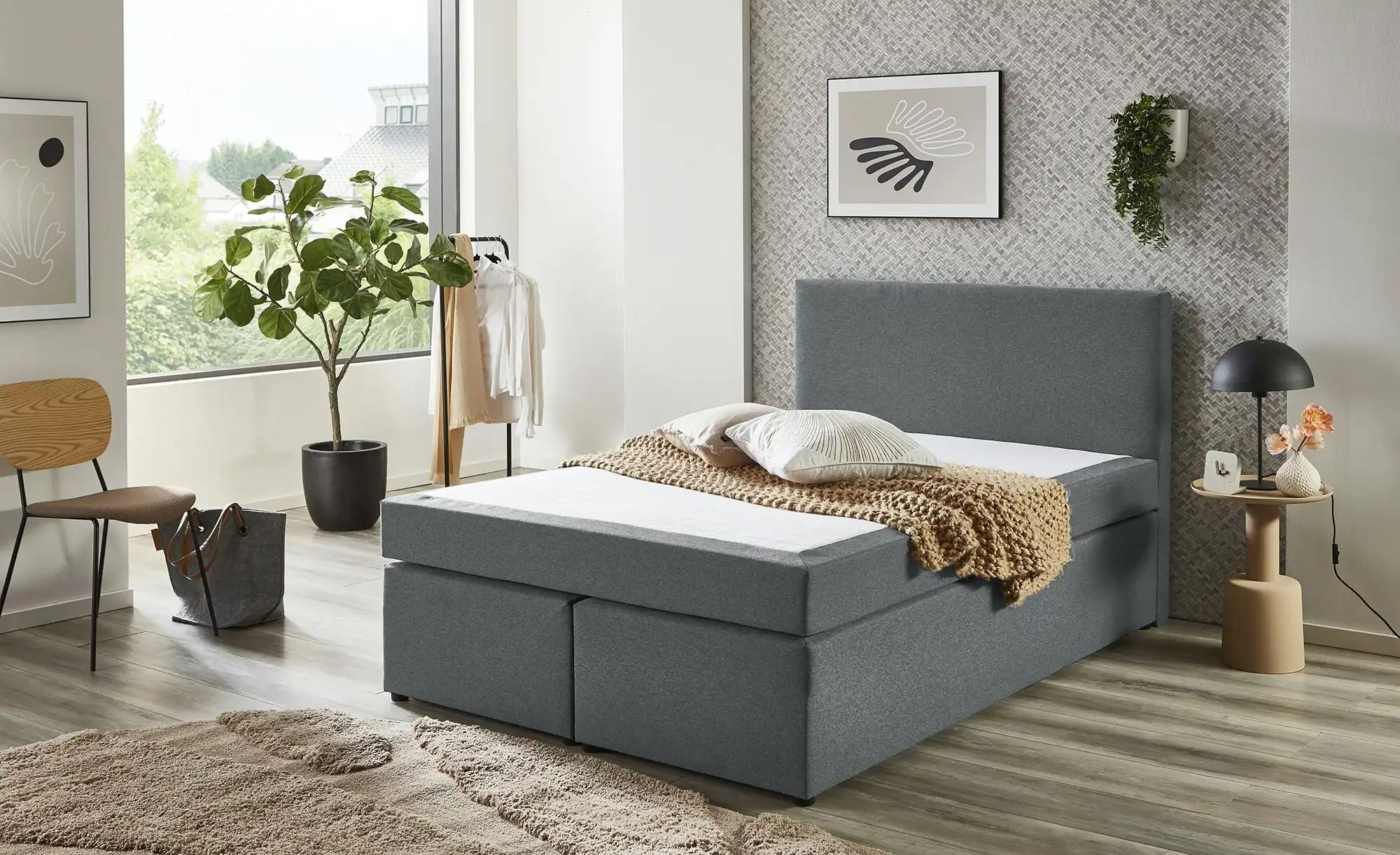 Boxspringbett  Ashbourne ¦ grau ¦ Maße (cm): B: 160 H: 105 Betten > Boxspri günstig online kaufen