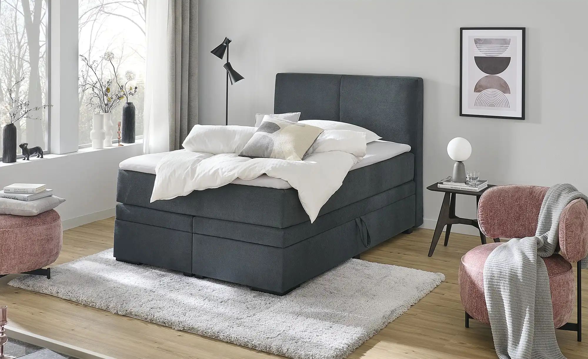 Boxi Boxspringbett mit Bettkasten Boxi Classic ¦ grau ¦ Maße (cm): B: 140 H günstig online kaufen