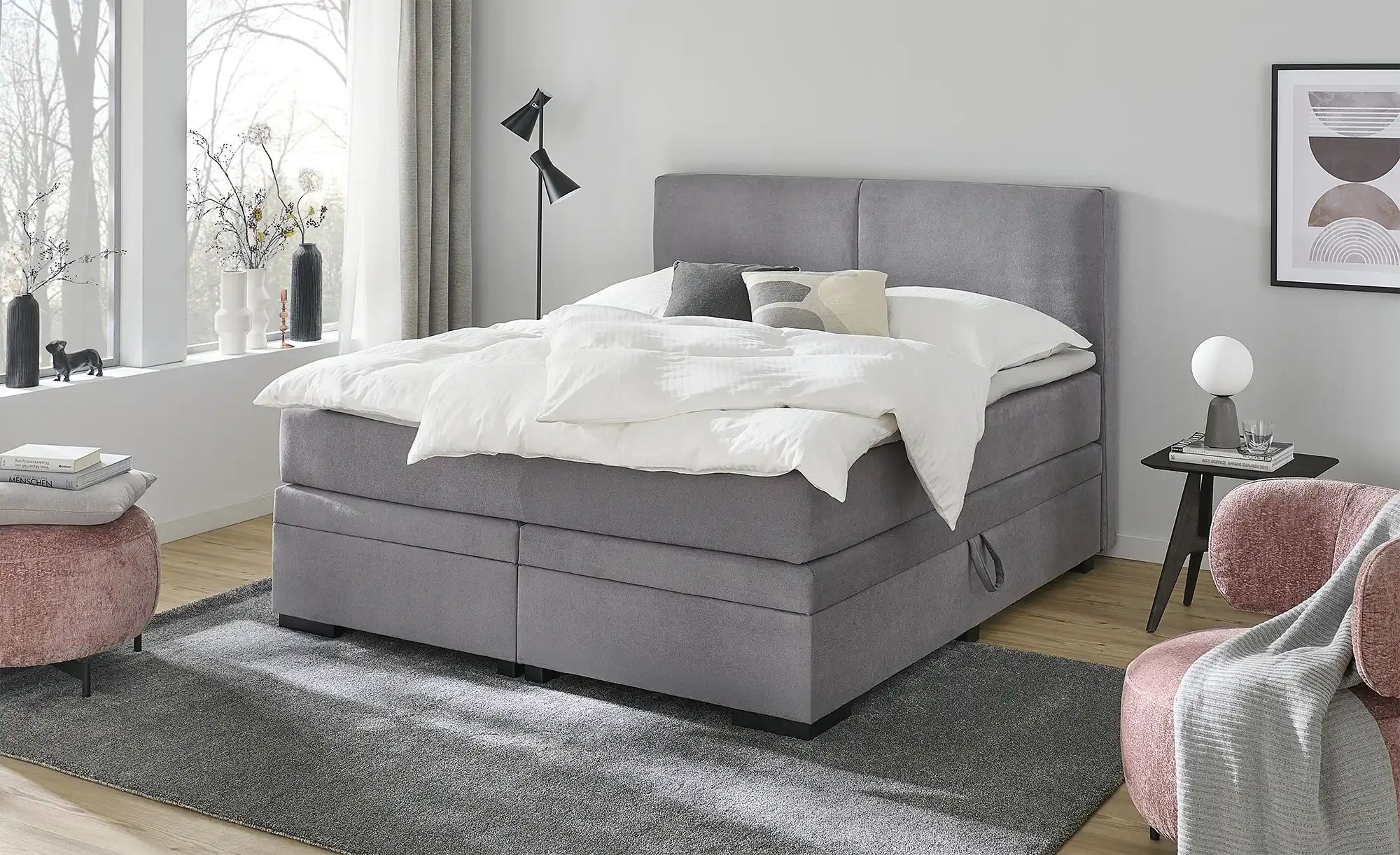 Boxi Boxspringbett mit Bettkasten Boxi Classic ¦ grau ¦ Maße (cm): B: 180 H günstig online kaufen