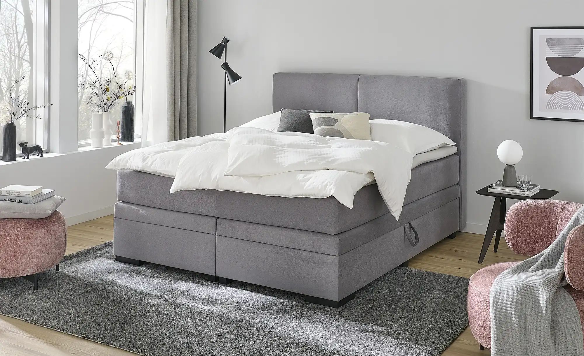 Boxi Boxspringbett mit Bettkasten Boxi Classic ¦ grau ¦ Maße (cm): B: 180 H günstig online kaufen