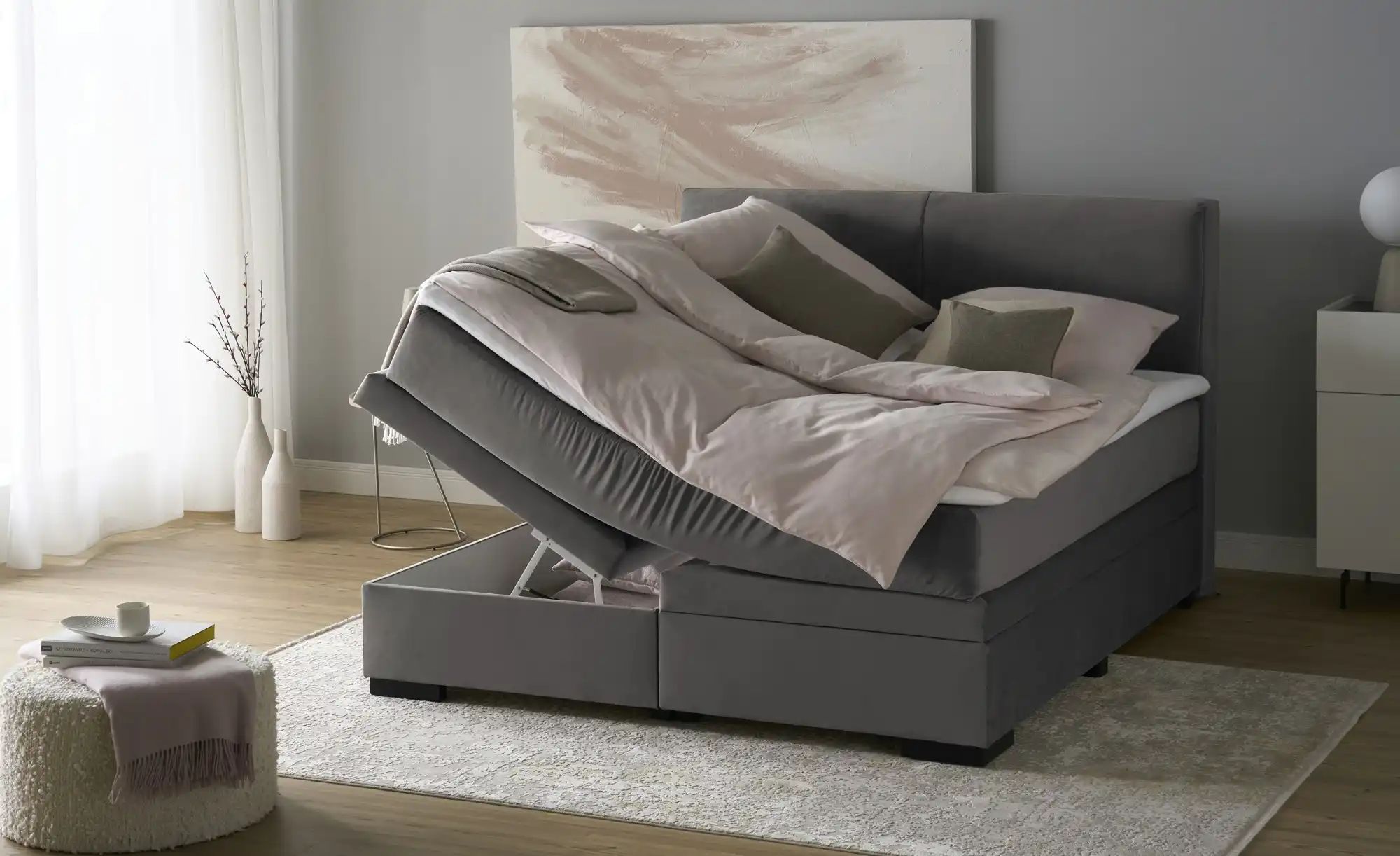 Thumbnail - Boxi Boxspringbett mit Bettkasten Boxi Classic ¦ grau ¦ Maße (cm): B: 160 H: 125 Betten > Boxspringbetten > Boxspringbet...