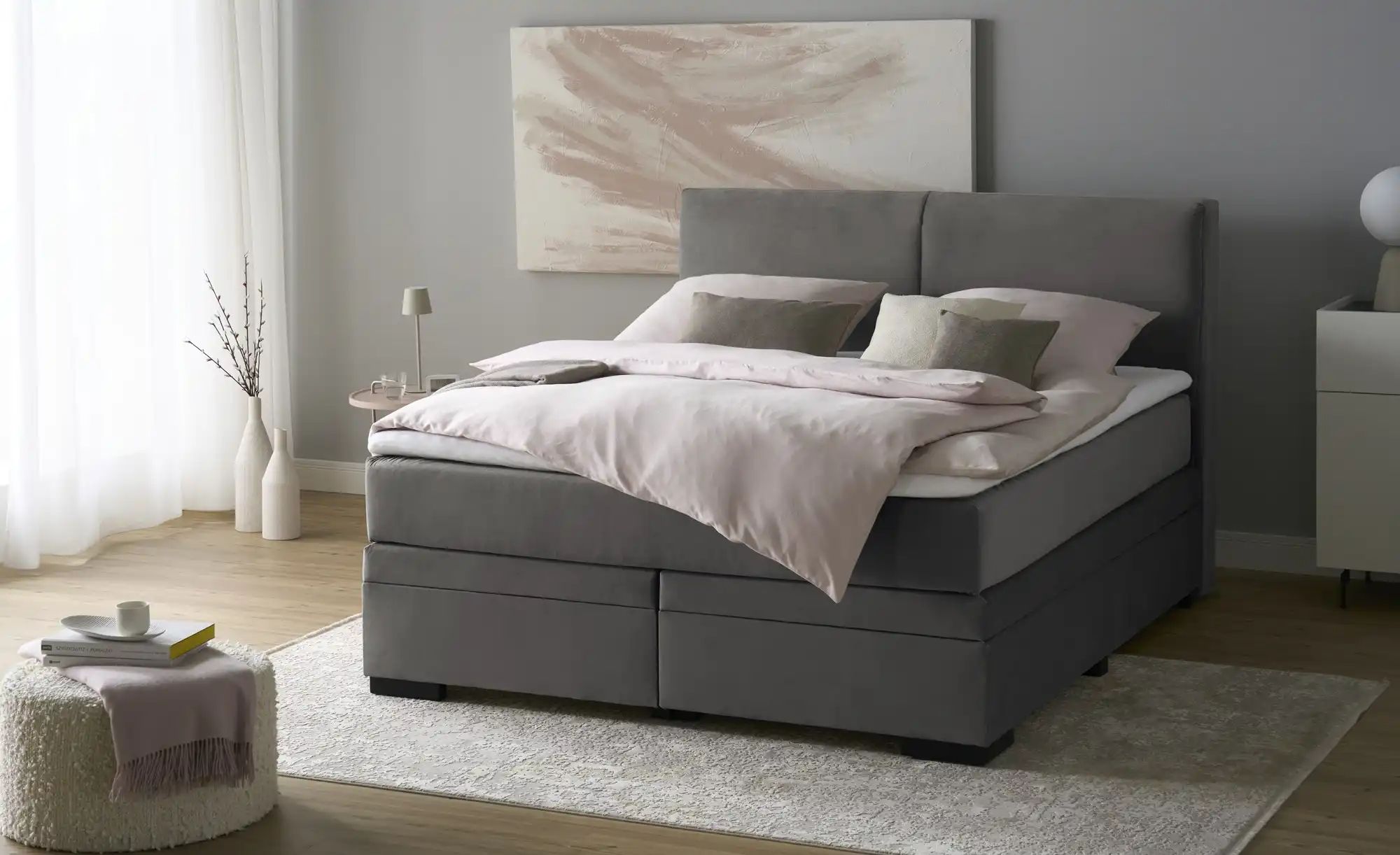 Boxi Boxspringbett mit Bettkasten Boxi Classic ¦ grau ¦ Maße (cm): B: 160 H günstig online kaufen