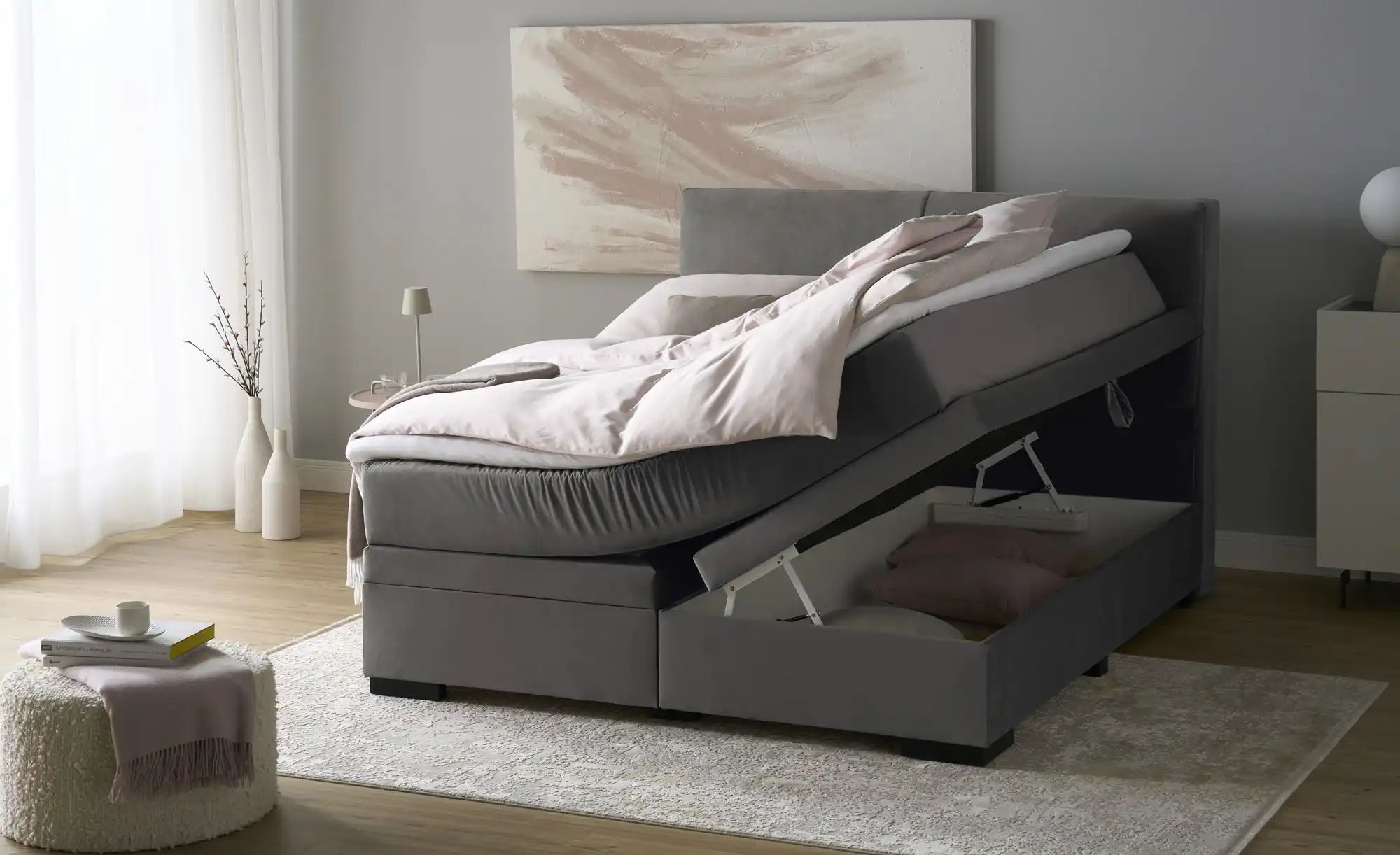 Boxi Boxspringbett mit Bettkasten Boxi Classic ¦ grau ¦ Maße (cm): B: 160 H günstig online kaufen