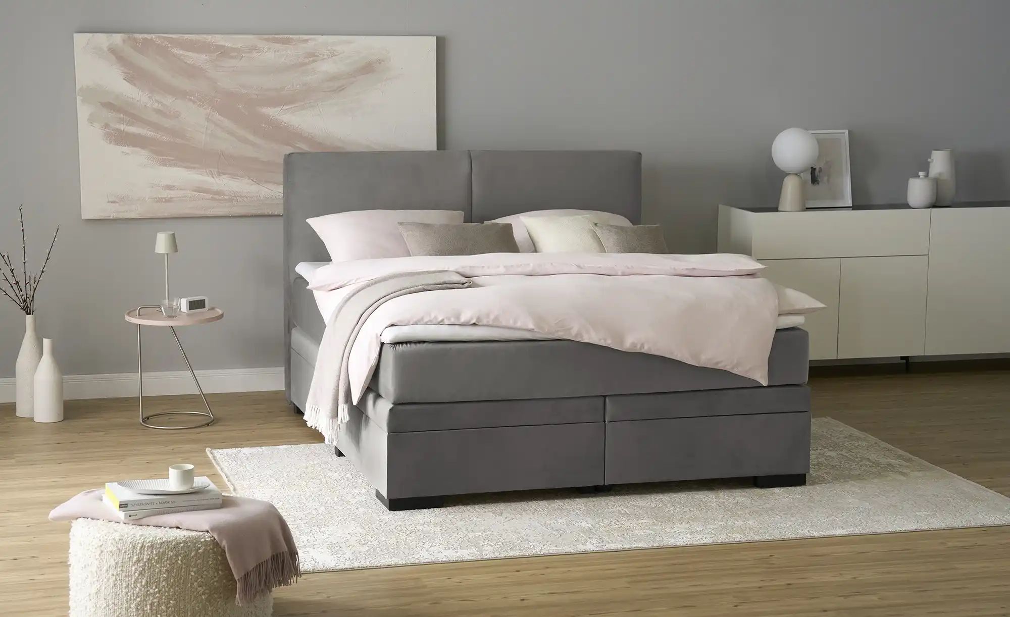 Boxi Boxspringbett mit Bettkasten Boxi Classic ¦ grau ¦ Maße (cm): B: 180 H günstig online kaufen