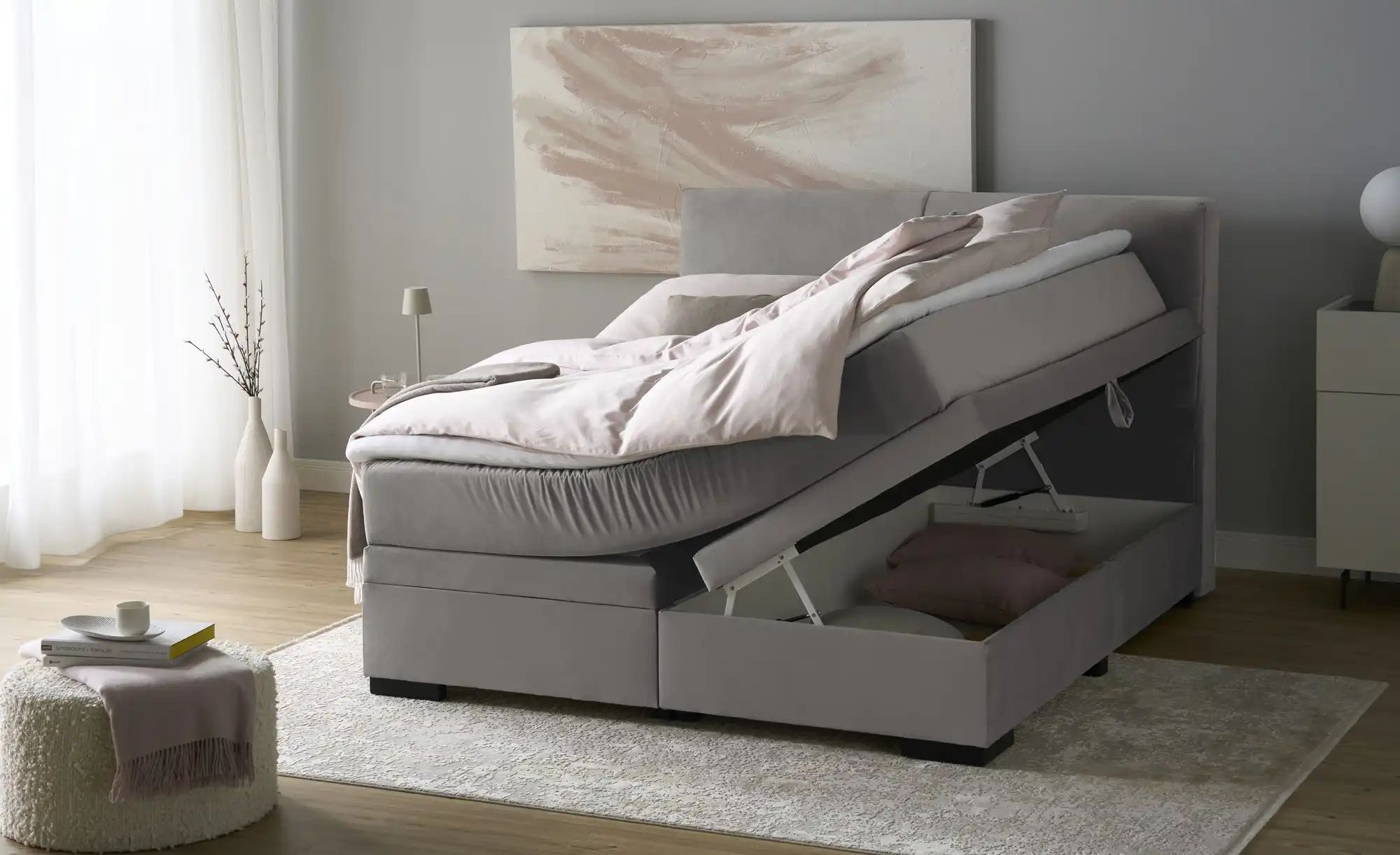 Boxi Boxspringbett mit Bettkasten Boxi Classic ¦ grau ¦ Maße (cm): B: 160 H günstig online kaufen