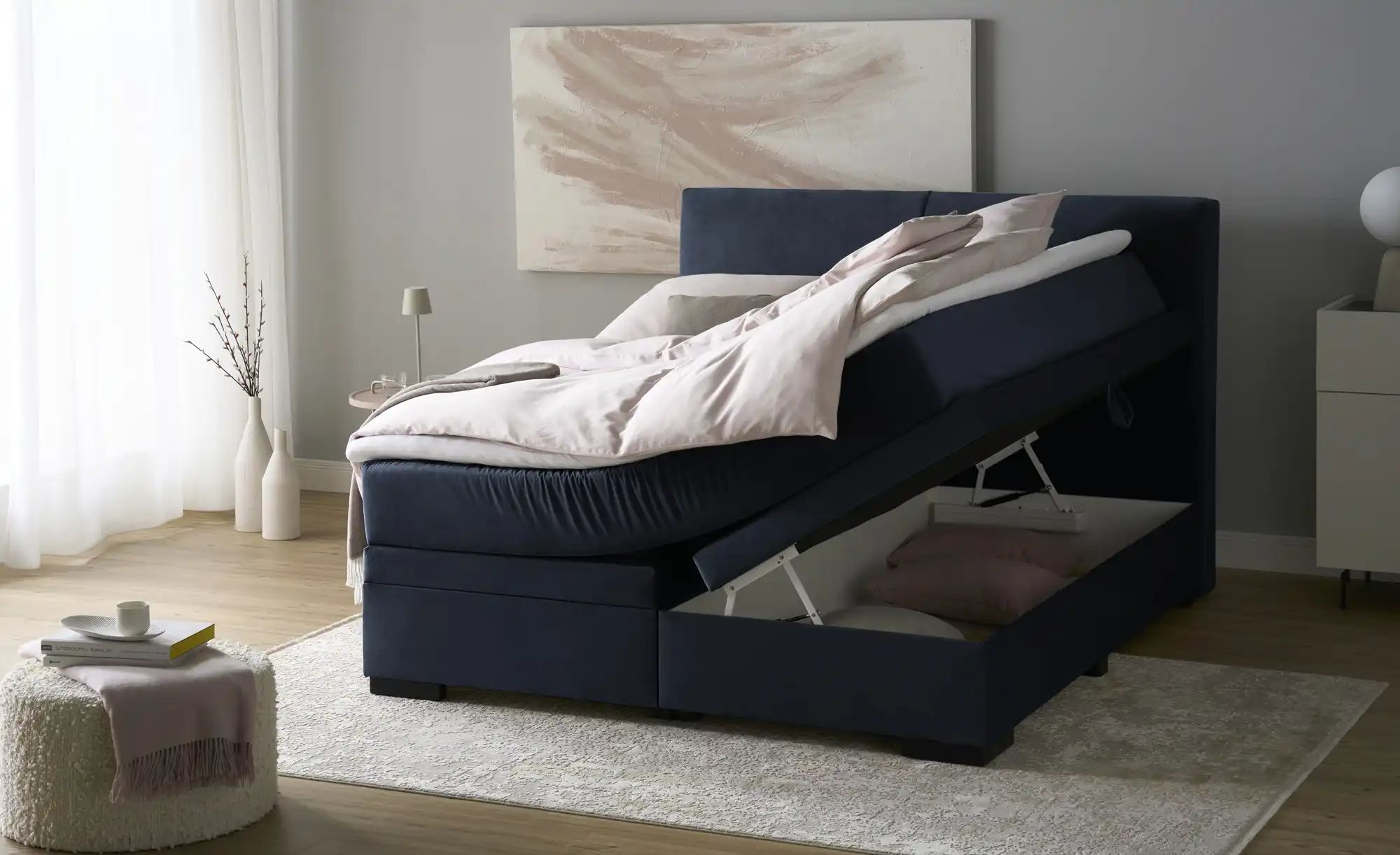 Boxi Boxspringbett mit Bettkasten Boxi Classic ¦ blau ¦ Maße (cm): B: 160 H günstig online kaufen