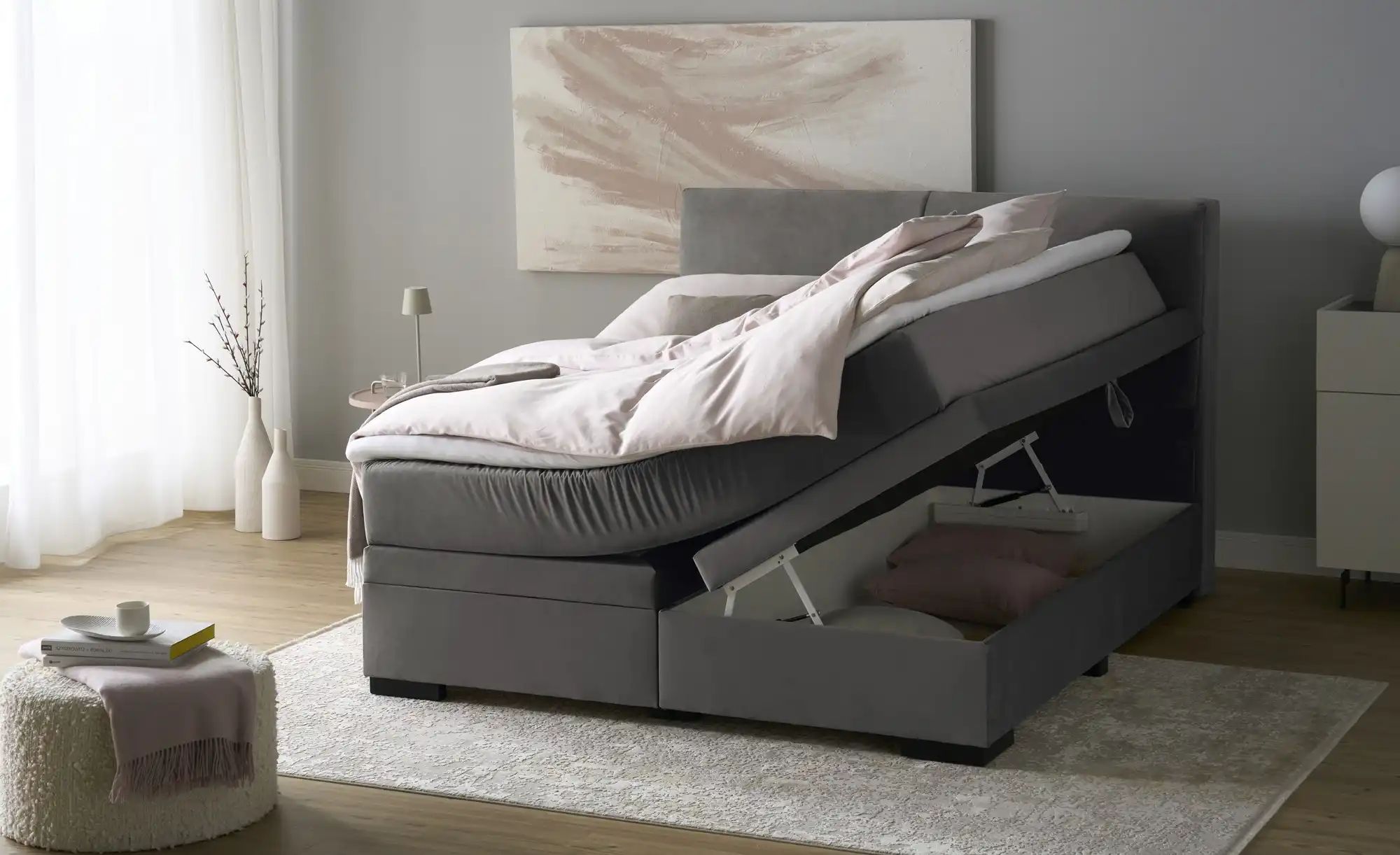 Thumbnail - Boxi Boxspringbett mit Bettkasten Boxi Classic ¦ grau ¦ Maße (cm): B: 160 H: 125 Betten > Boxspringbetten > Boxspringbet...