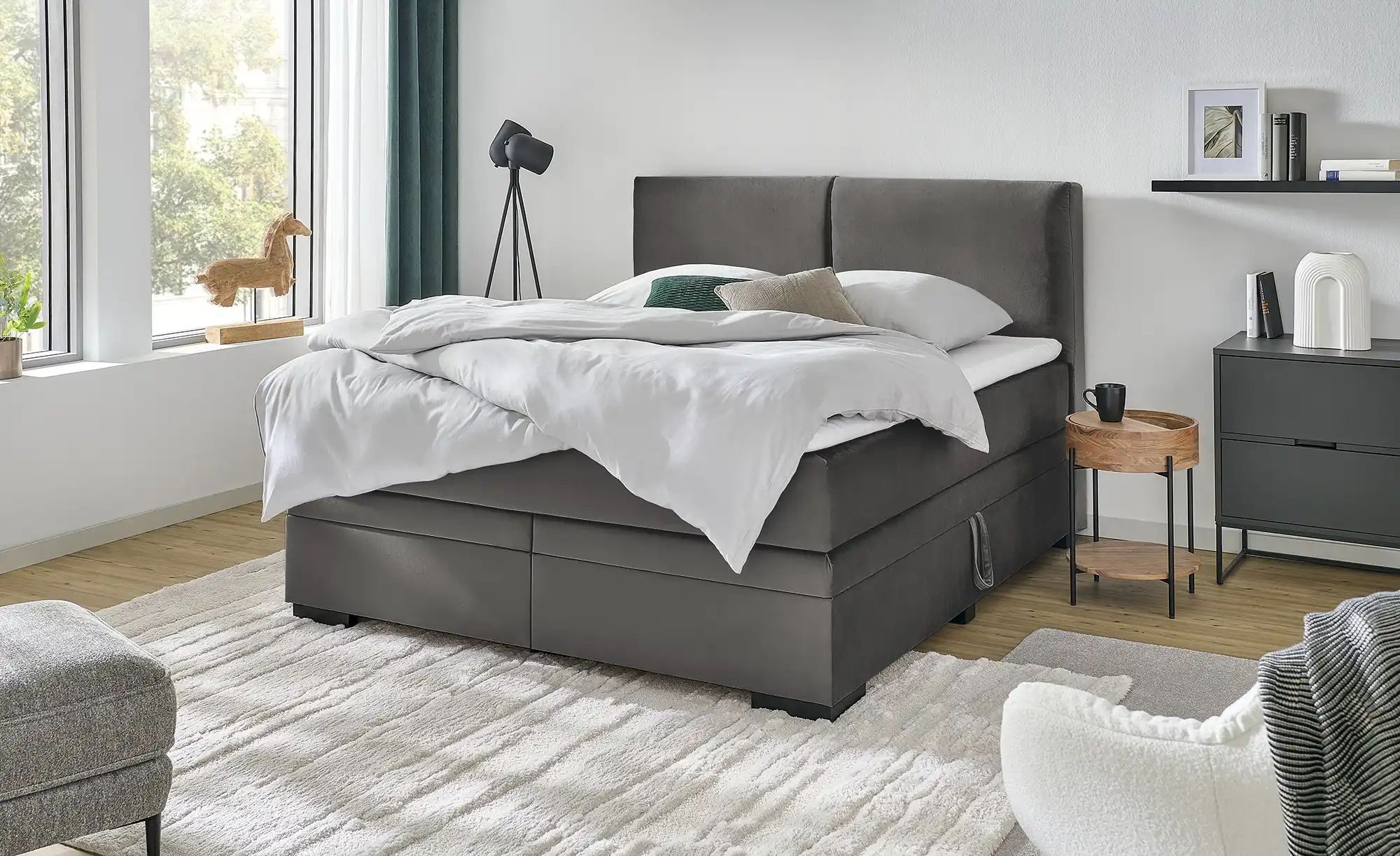 Thumbnail - Boxi Boxspringbett mit Bettkasten Boxi Classic ¦ grau ¦ Maße (cm): B: 180 H: 125 Betten > Boxspringbetten - Höffner