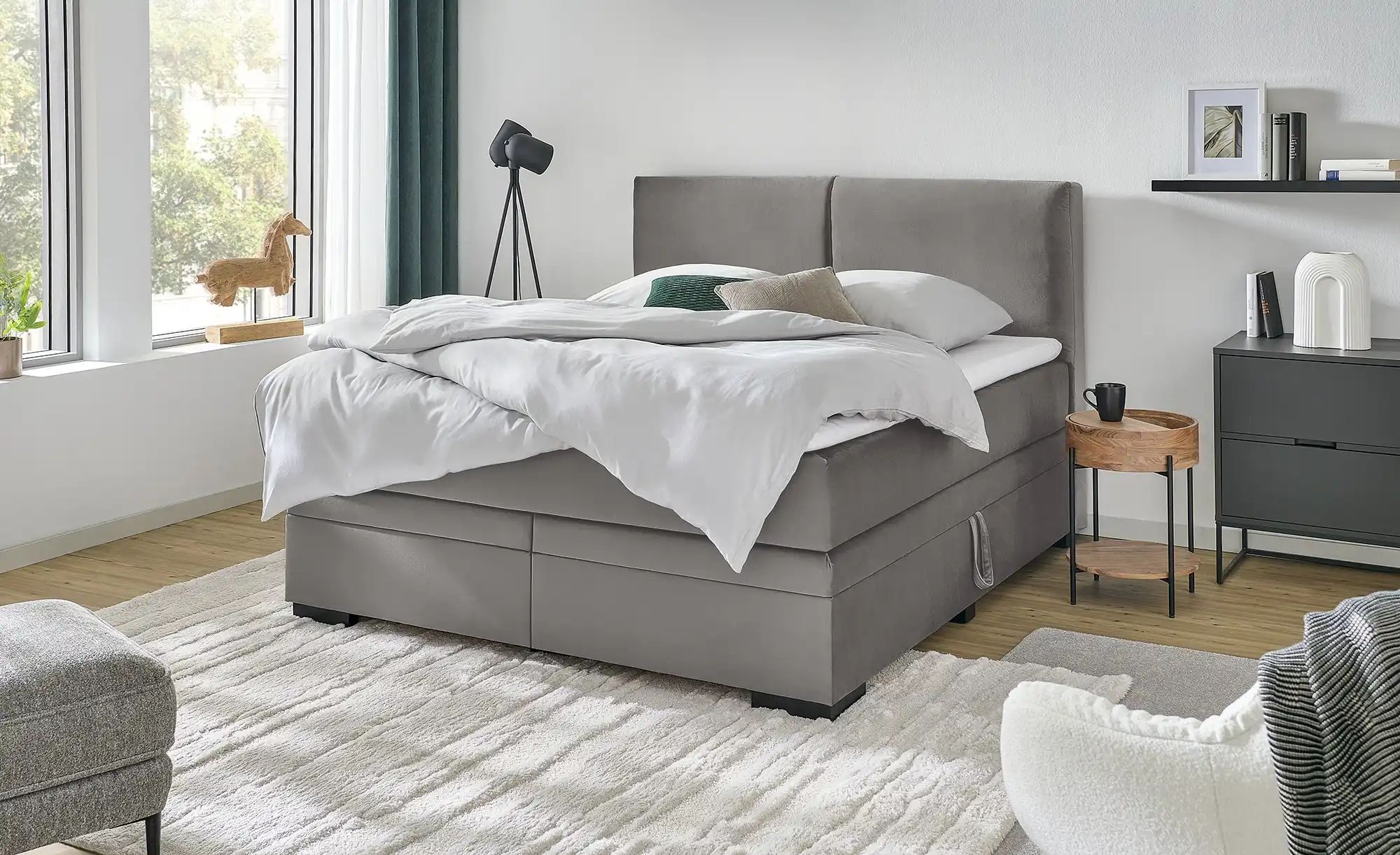 Thumbnail - Boxi Boxspringbett mit Bettkasten Boxi Classic ¦ grau ¦ Maße (cm): B: 180 H: 125 Betten > Boxspringbetten - Höffner