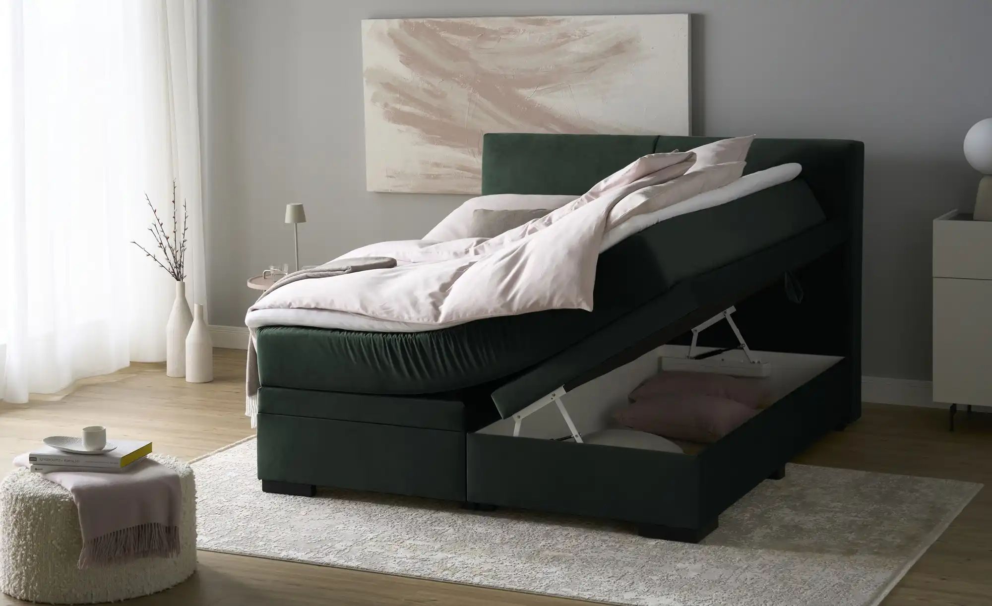 Thumbnail - Boxi Boxspringbett mit Bettkasten Boxi Classic ¦ grün ¦ Maße (cm): B: 180 H: 125 Betten > Boxspringbetten > Boxspringbet...