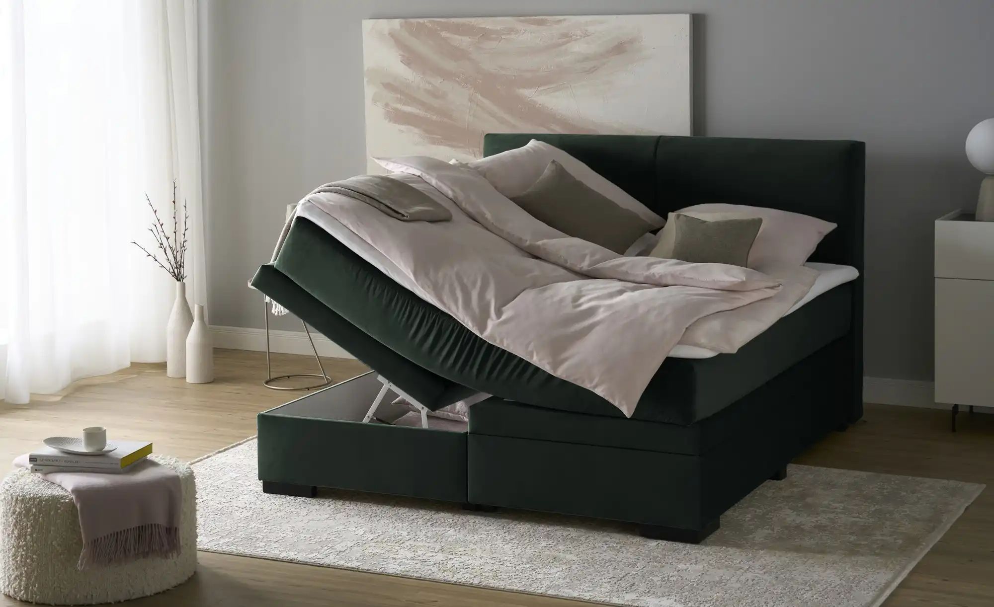 Thumbnail - Boxi Boxspringbett mit Bettkasten Boxi Classic ¦ grün ¦ Maße (cm): B: 180 H: 125 Betten > Boxspringbetten > Boxspringbet...