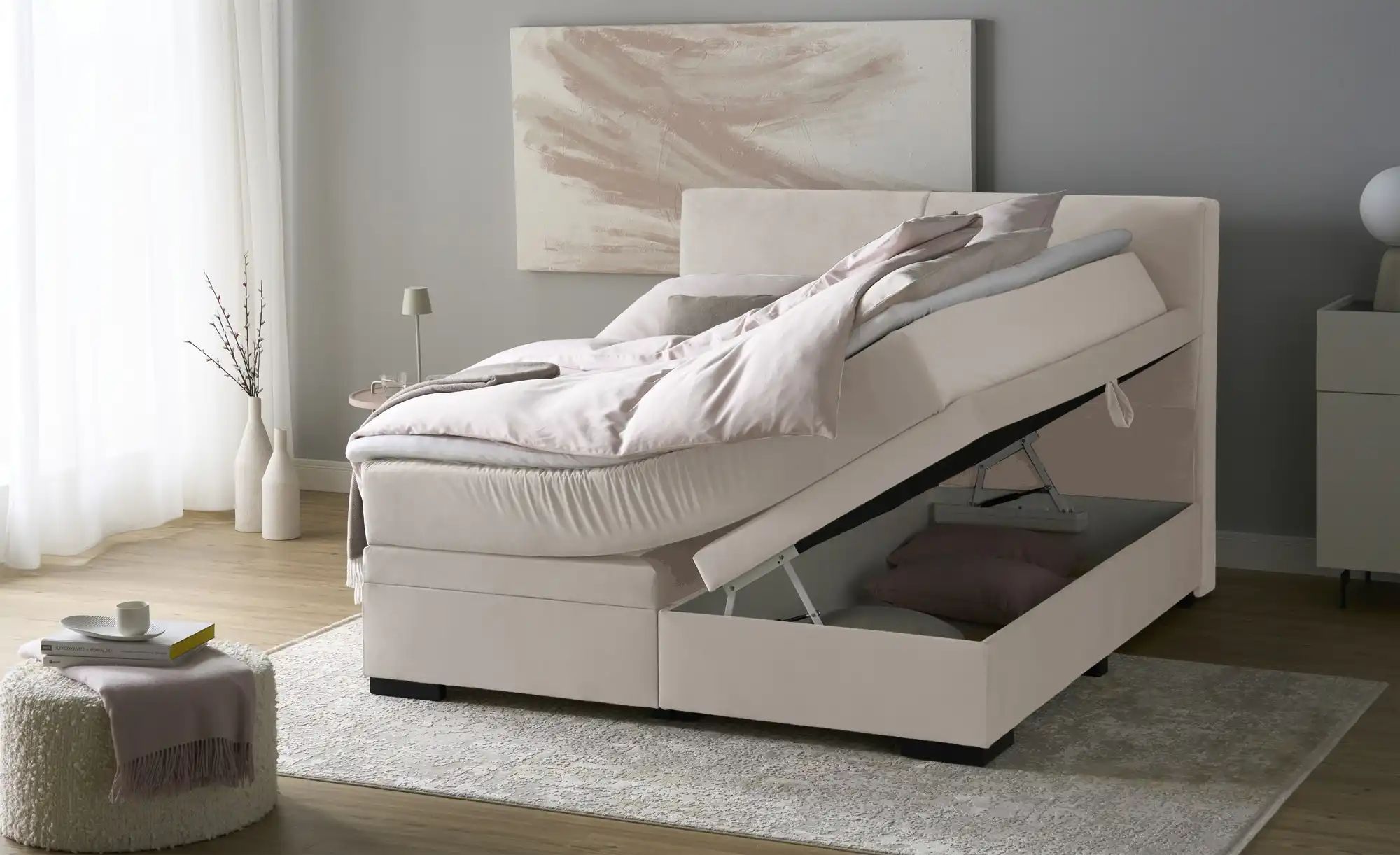 Boxi Boxspringbett mit Bettkasten Boxi Classic ¦ beige ¦ Maße (cm): B: 160 günstig online kaufen