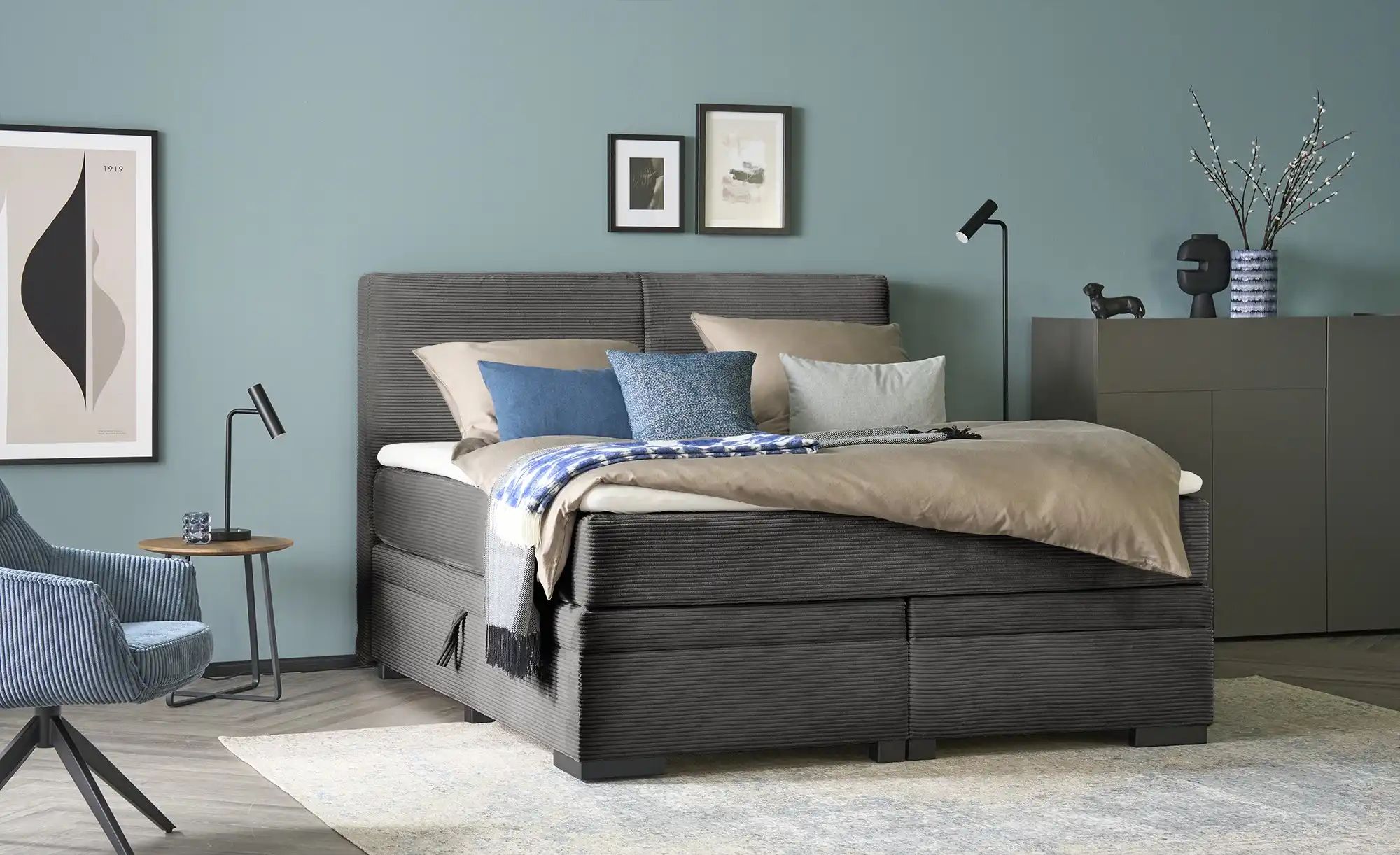 Thumbnail - Boxi Boxspringbett mit Bettkasten Boxi Classic ¦ grau ¦ Maße (cm): B: 160 H: 125 Betten > Boxspringbetten - Höffner