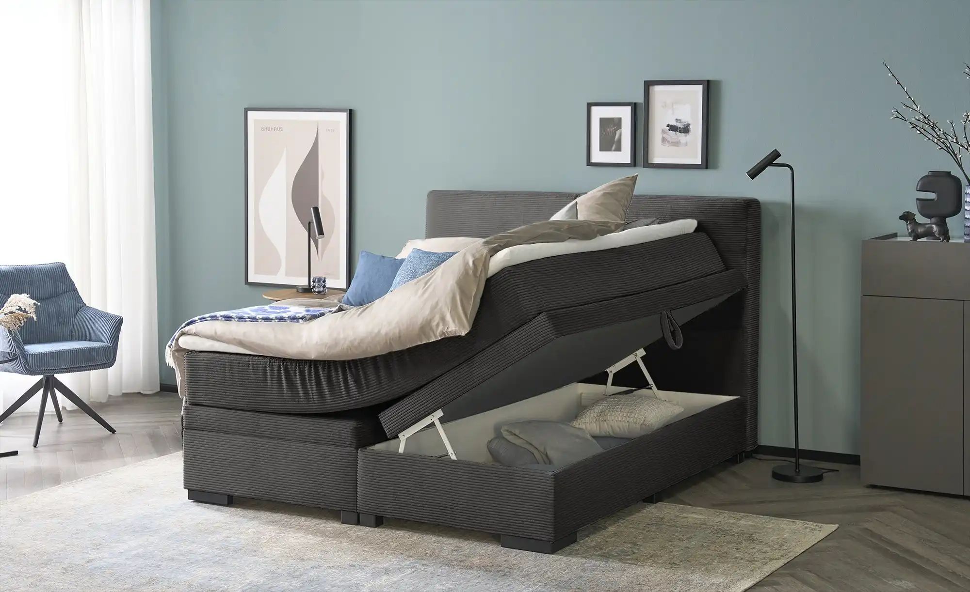 Boxi Boxspringbett mit Bettkasten Boxi Classic ¦ grau ¦ Maße (cm): B: 180 H günstig online kaufen