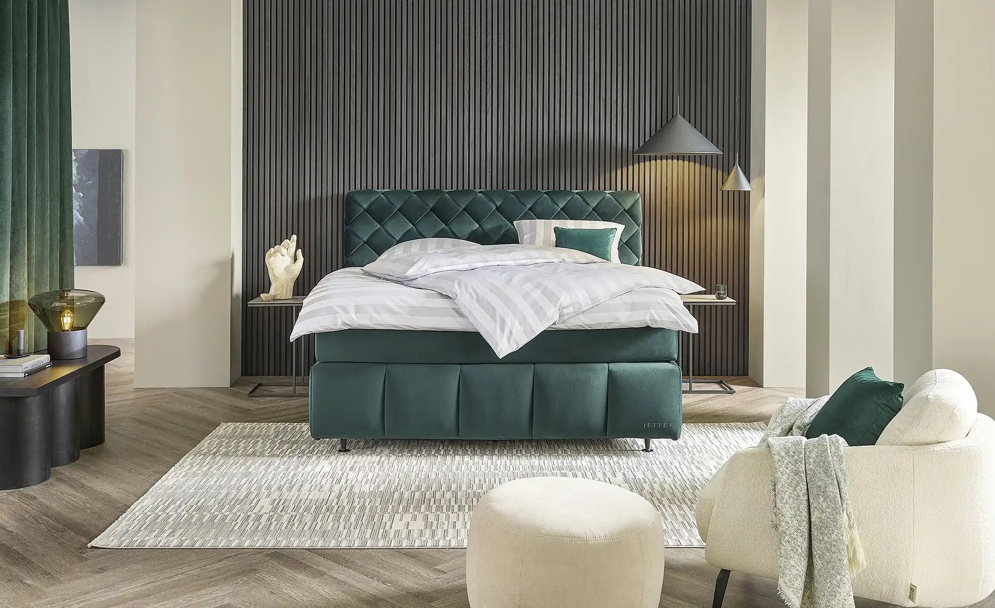 Thumbnail - Jette Home Boxspringbett Braid ¦ grün ¦ Maße (cm): B: 202 H: 123 Betten > Boxspringbetten > Boxspringbetten 180x200 - ...