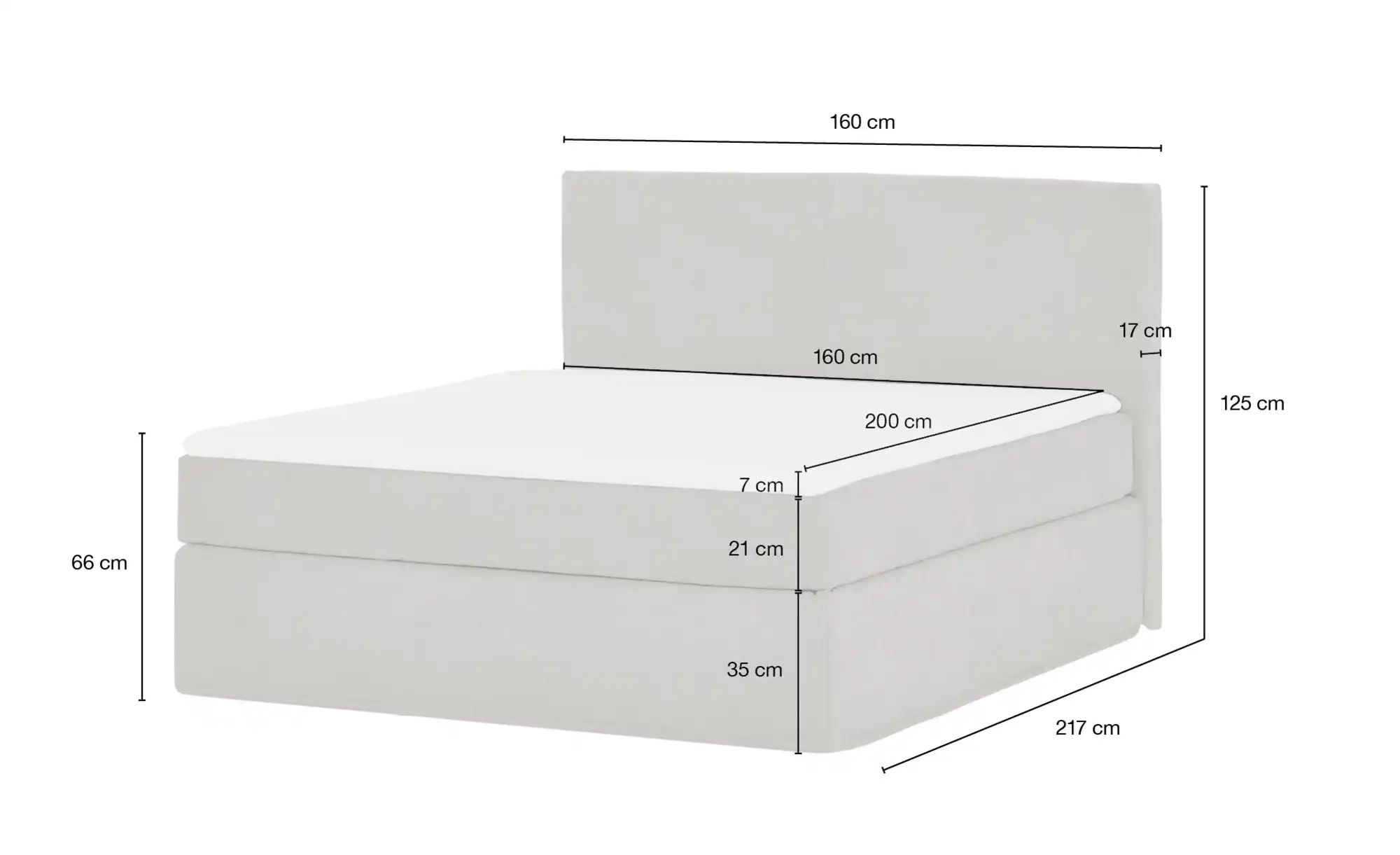 Boxi Boxspringbett  Boxi Classic ¦ beige ¦ Maße (cm): B: 180 H: 125 Betten günstig online kaufen