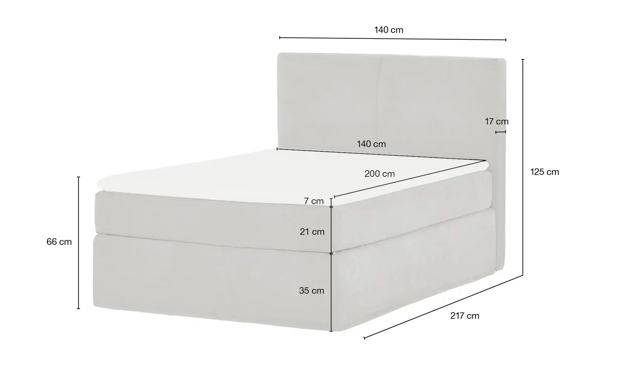 Boxi Boxspringbett  Boxi Classic ¦ beige ¦ Maße (cm): B: 140 H: 125 Betten günstig online kaufen