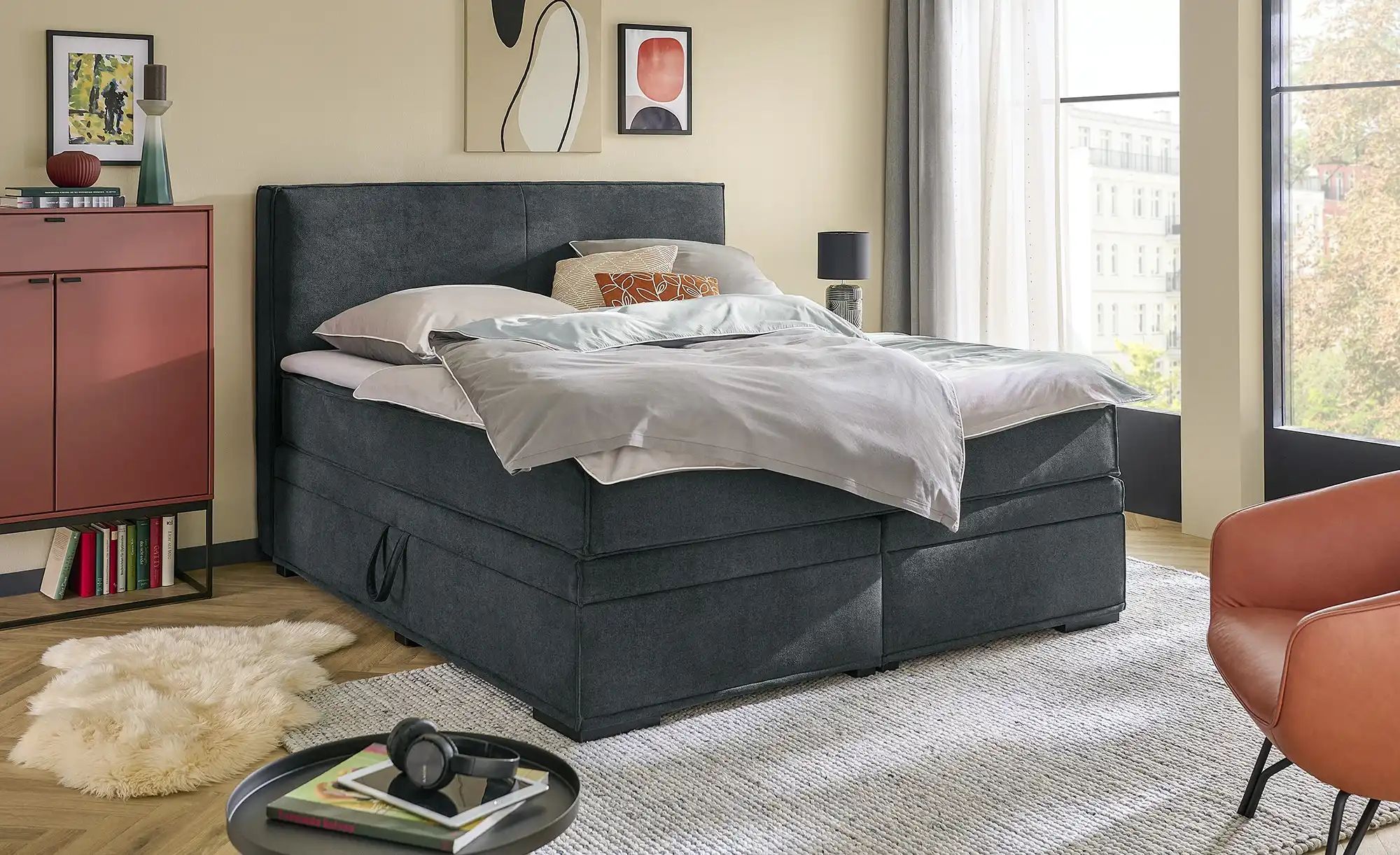 Thumbnail - Boxi Boxspringbett mit Bettkasten Boxi Urban ¦ grau ¦ Maße (cm): B: 180 H: 125 Betten > Boxspringbetten - Höffner