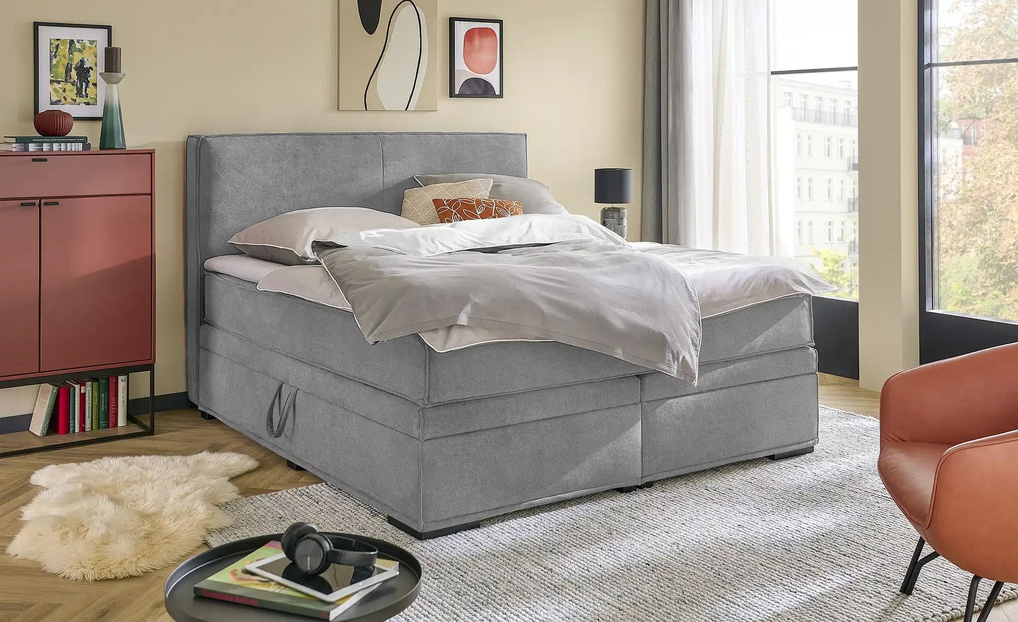 Boxi Boxspringbett mit trendigem Keder Boxi ¦ grau ¦ Maße (cm): B: 160 H: 1 günstig online kaufen