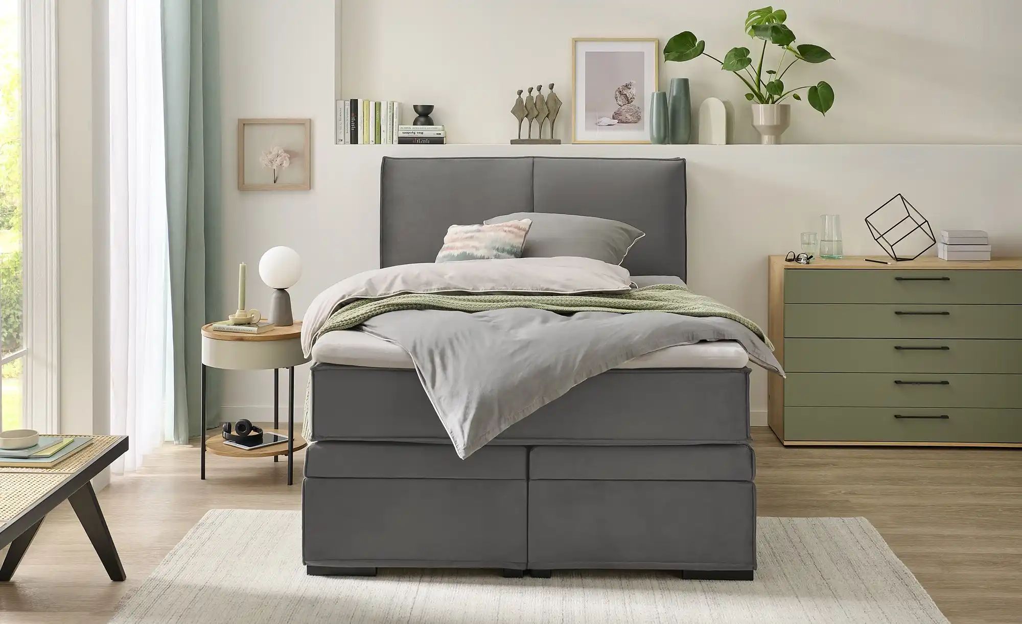 Boxi Boxspringbett mit trendigem Keder Boxi ¦ grau ¦ Maße (cm): B: 140 H: 1 günstig online kaufen