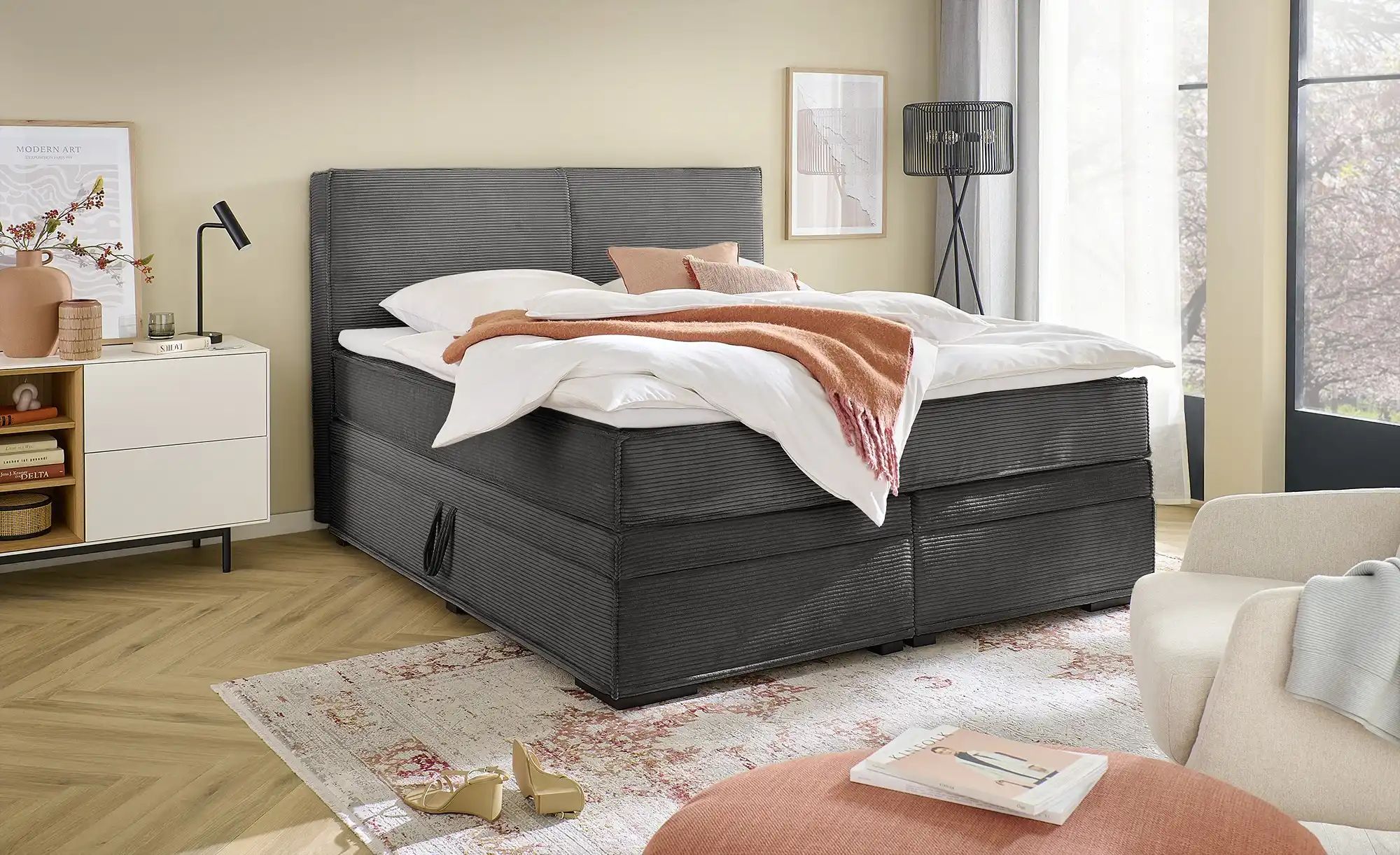 Boxi Boxspringbett mit Bettkasten Boxi Urban ¦ grau ¦ Maße (cm): B: 160 H: günstig online kaufen