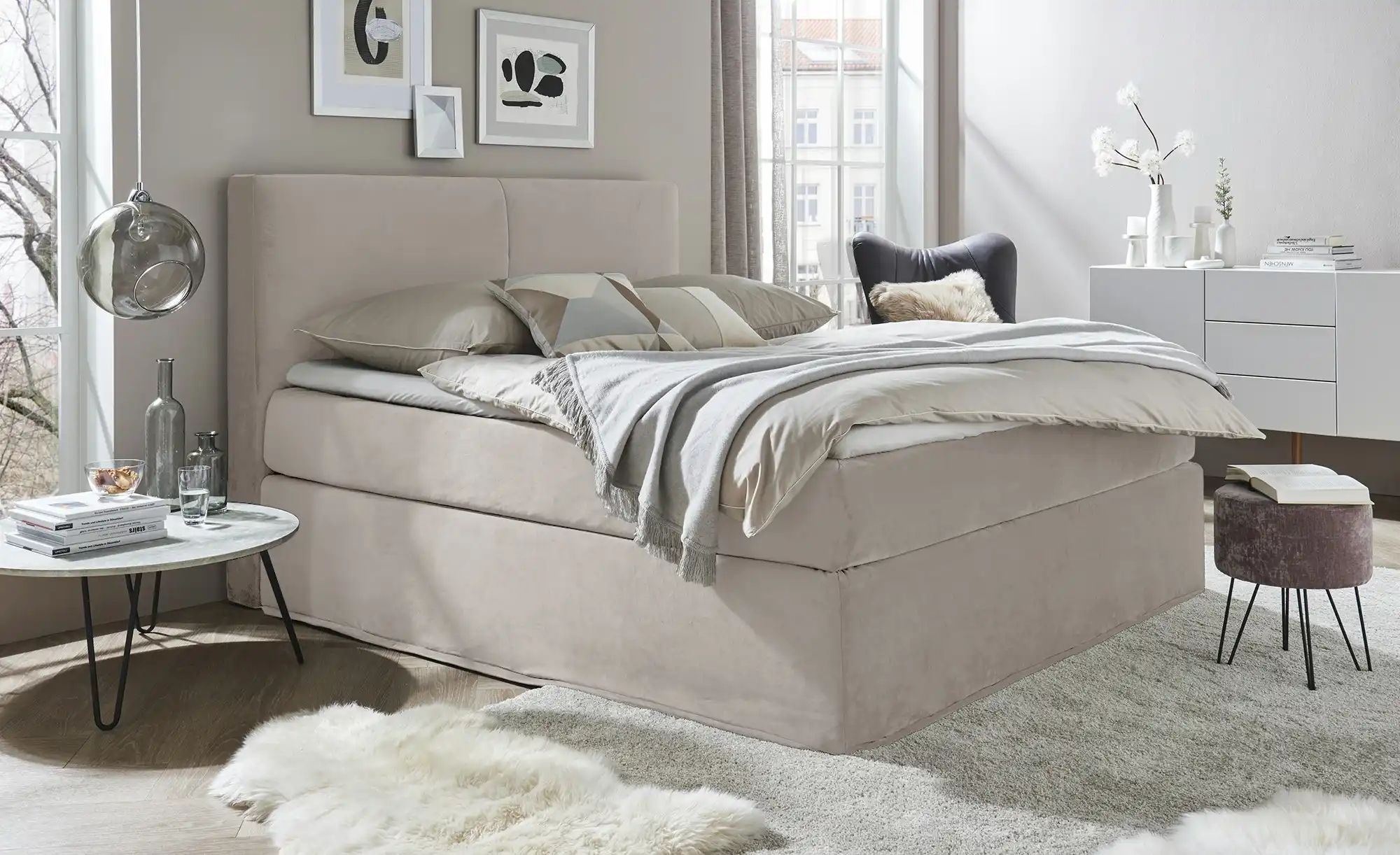 Boxi Boxspringbett mit trendigem Keder Boxi ¦ beige ¦ Maße (cm): B: 160 H: günstig online kaufen