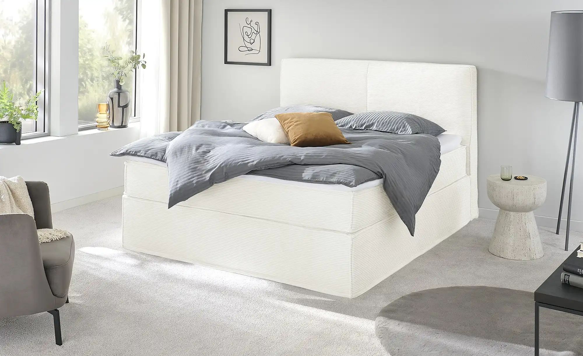 Thumbnail - Boxi Boxspringbett mit trendigem Keder Boxi ¦ creme ¦ Maße (cm): B: 180 H: 125 Betten > Boxspringbetten - Höffner