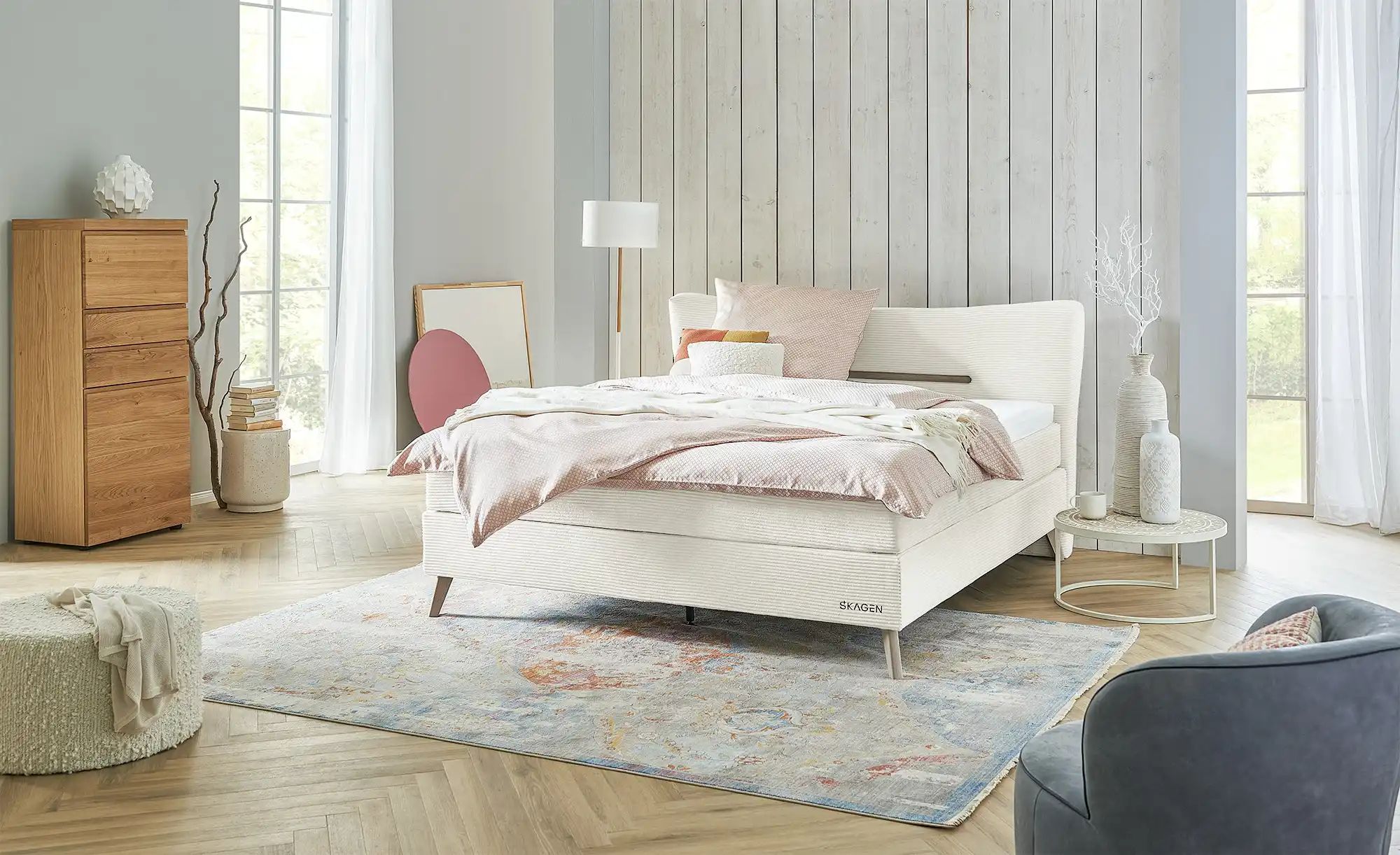 SKAGEN STUDIO Boxspringbett  Vestre ¦ creme ¦ Maße (cm): B: 194 H: 123 Bett günstig online kaufen