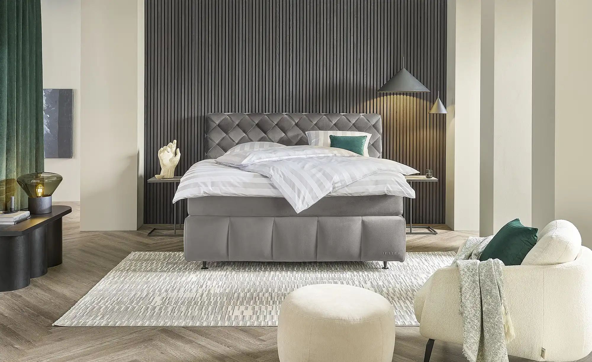 Thumbnail - Jette Home Boxspringbett  Braid ¦ grau ¦ Maße (cm): B: 202 H: 123 Betten > Boxspringbetten - Höffner