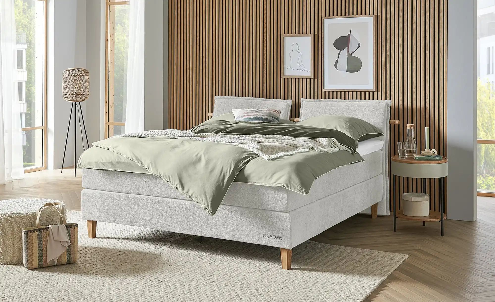 SKAGEN STUDIO Boxspringbett  Voodie ¦ beige ¦ Maße (cm): B: 182 H: 107 Bett günstig online kaufen