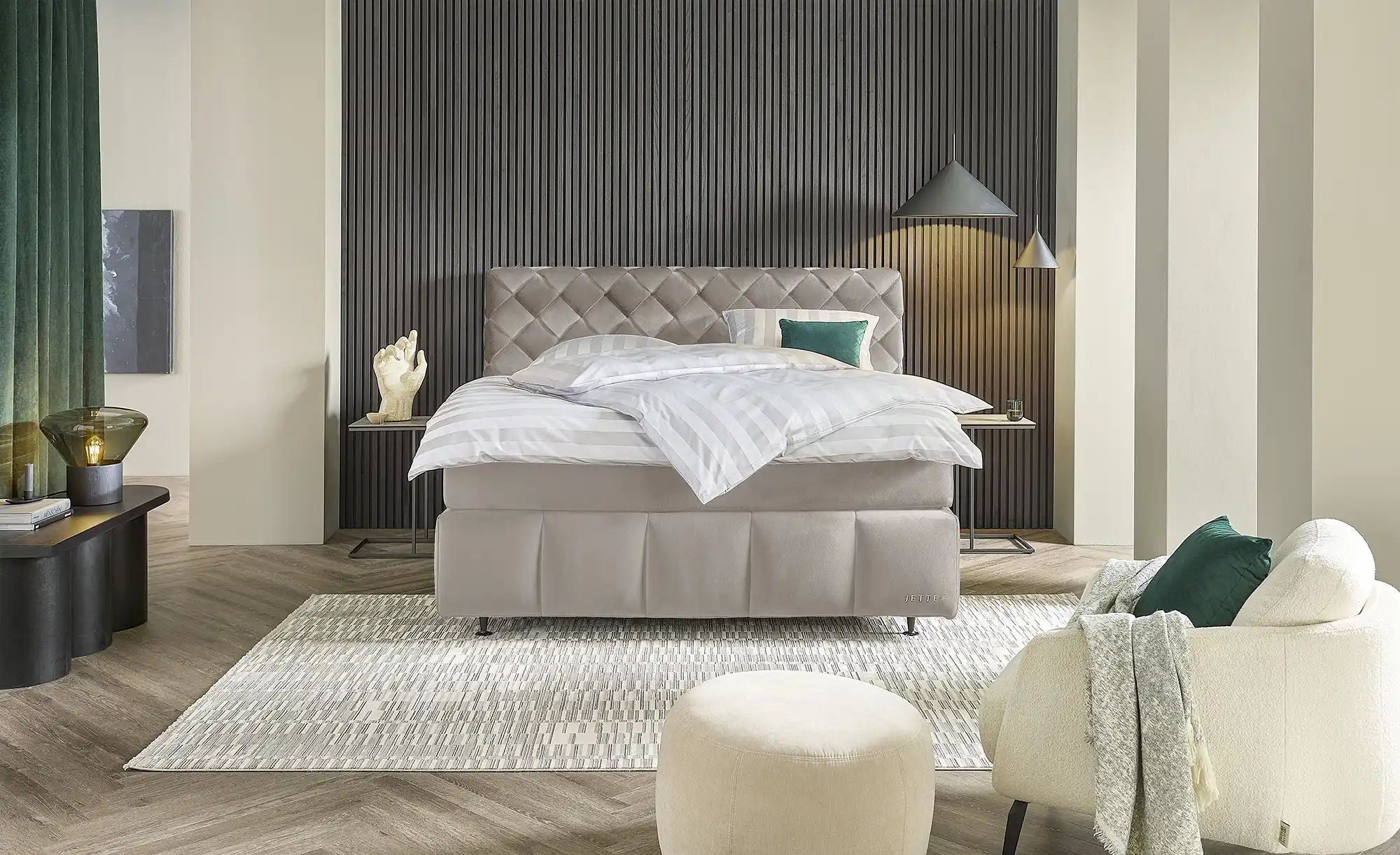 Thumbnail - Jette Home Boxspringbett  Braid ¦ beige ¦ Maße (cm): B: 182 H: 123 Betten > Boxspringbetten - Höffner