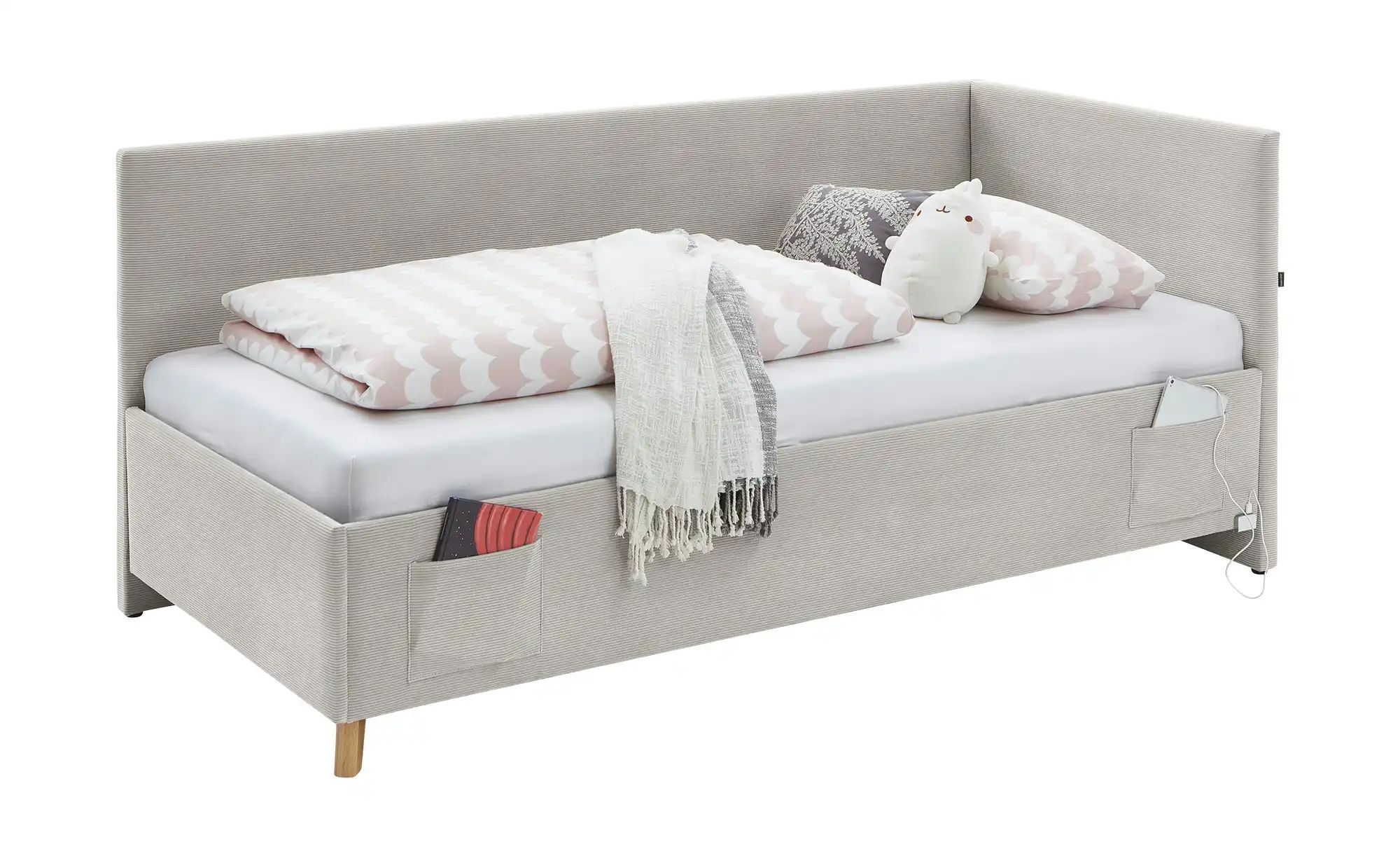 Polsterbett in Cord Cool  beige  Maße (cm): B: 100 H: 90 | 04255718403711
